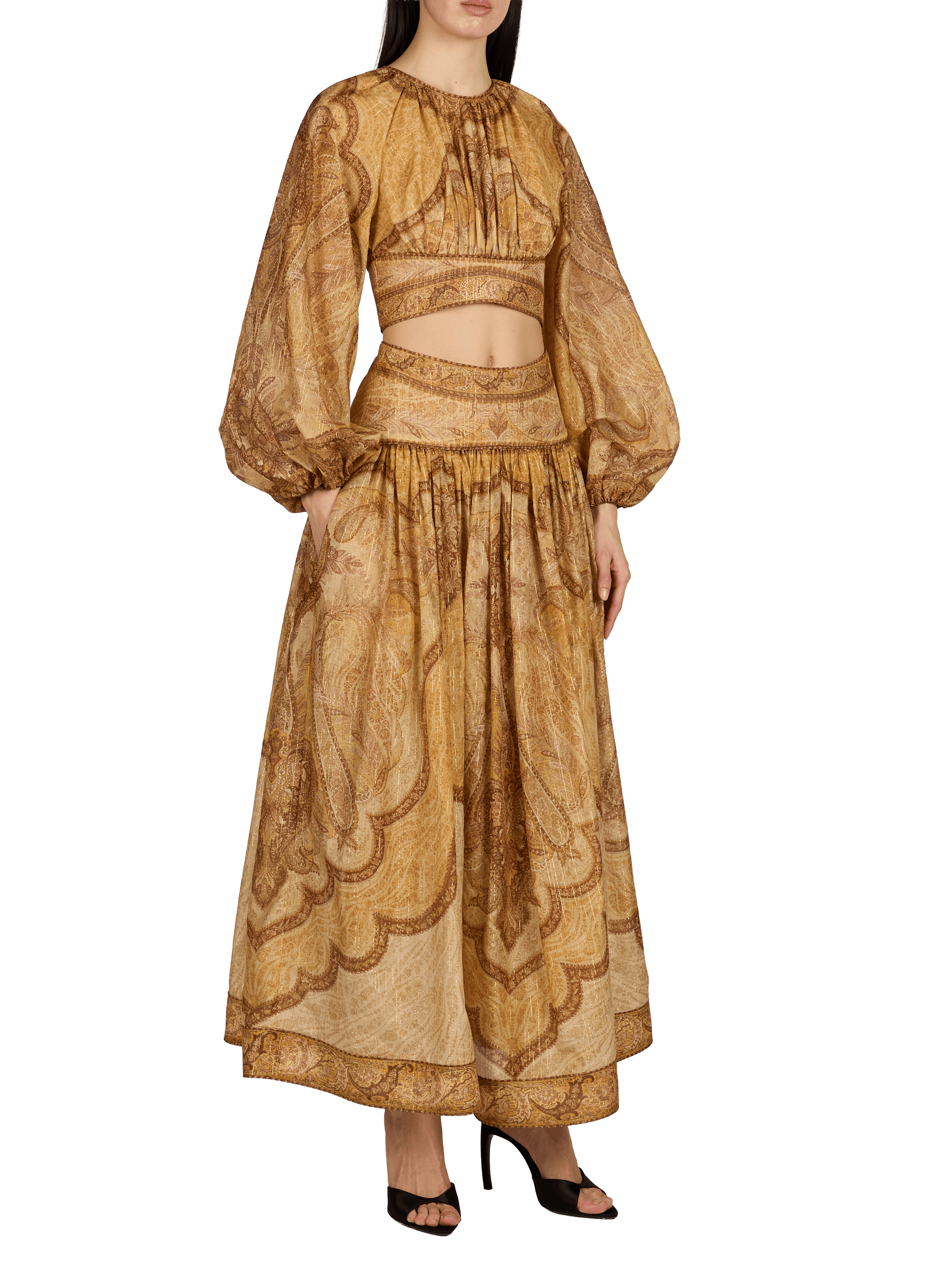 Jupe ample à motif en coton et soie ZIMMERMANN Multicolore