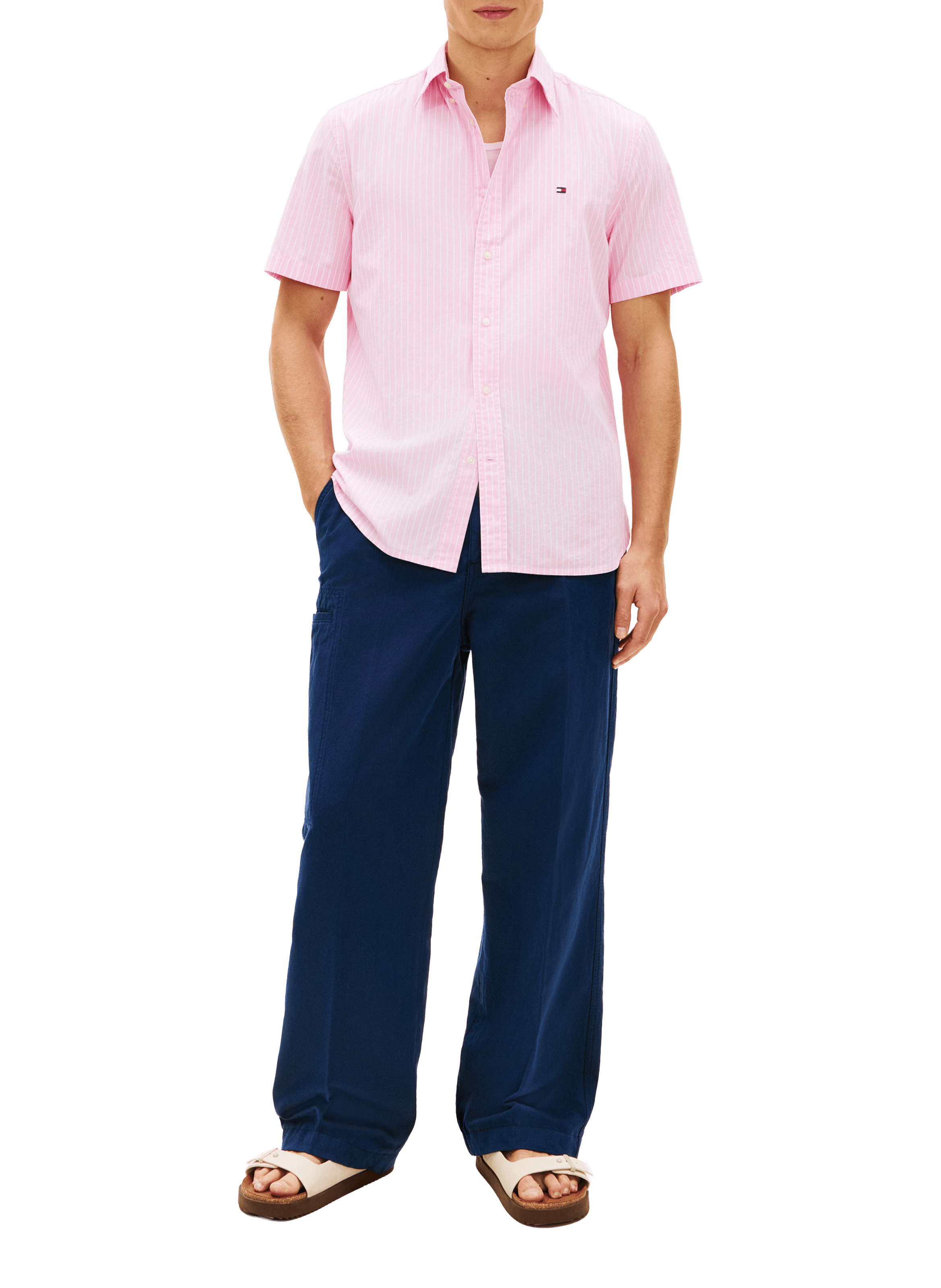 Chemise à rayures en coton TOMMY HILFIGER Rose