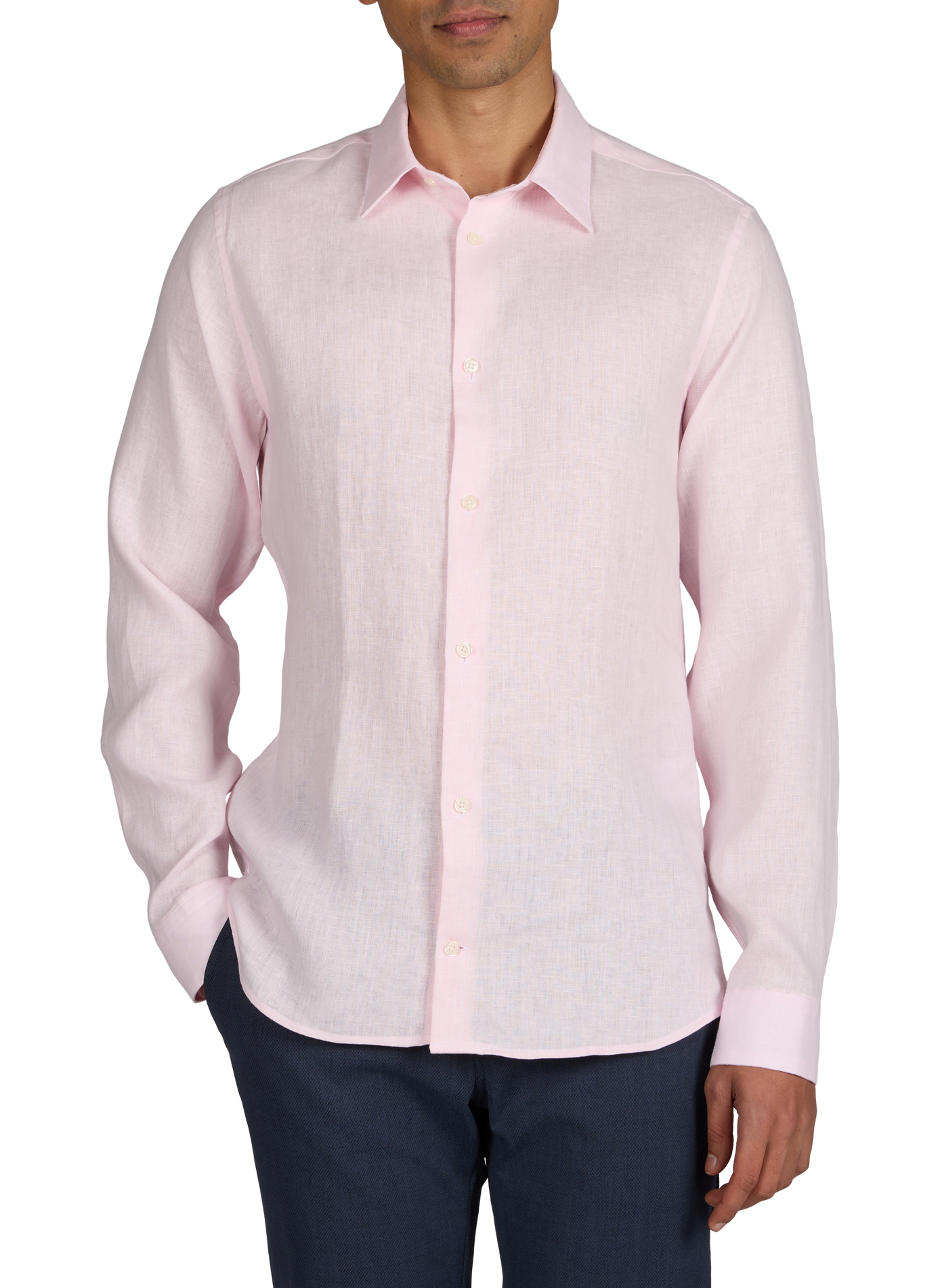 Slim-fit linen shirt AU PRINTEMPS PARIS Pink