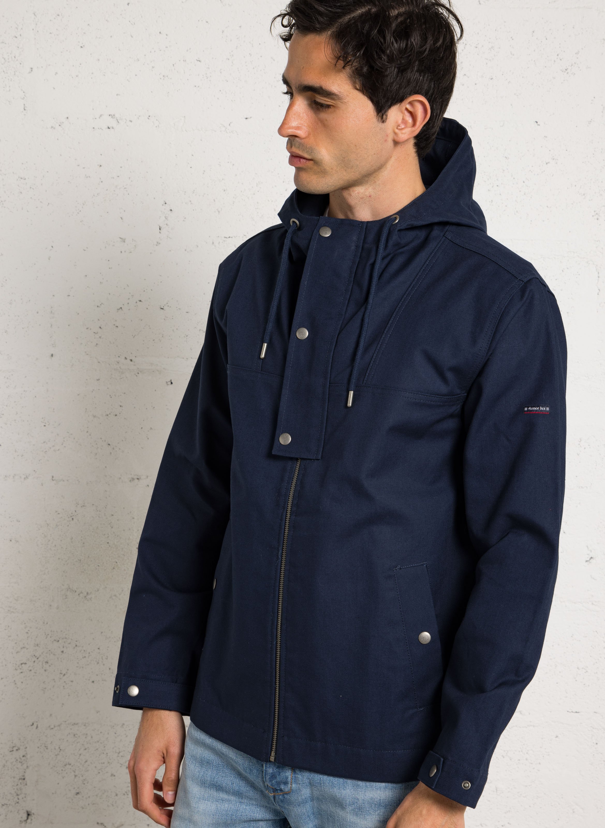 Veste droite col montant en coton ARMOR-LUX Bleu