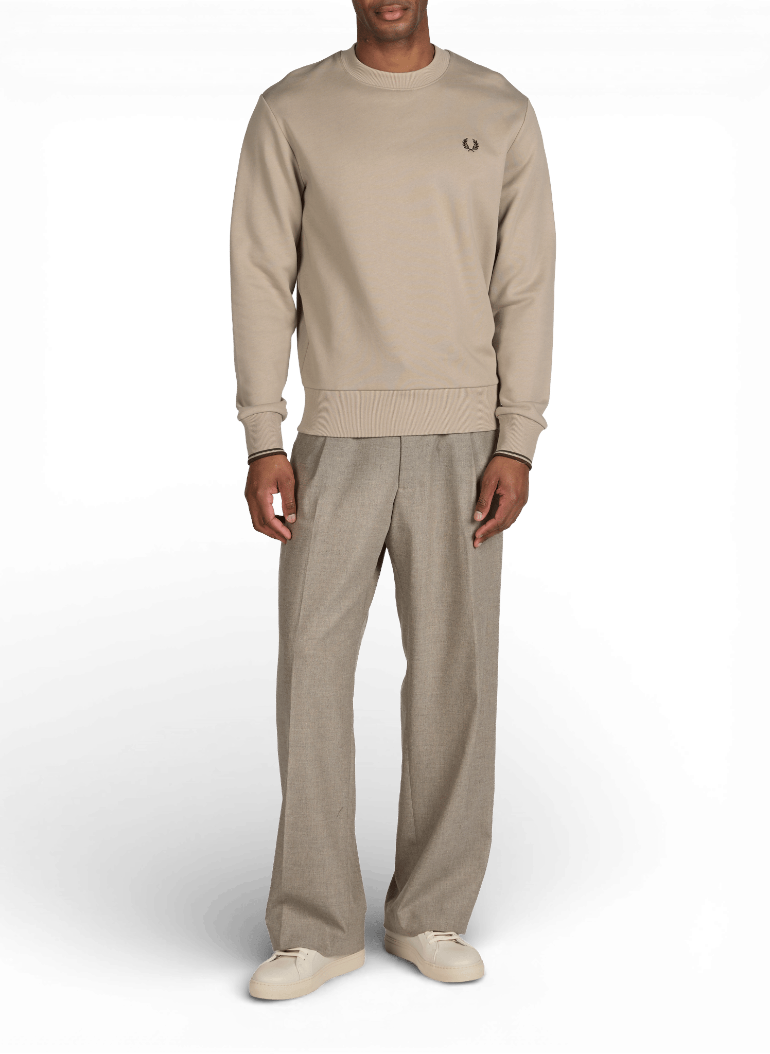 Sweatshirt col rond en coton FRED PERRY Beige