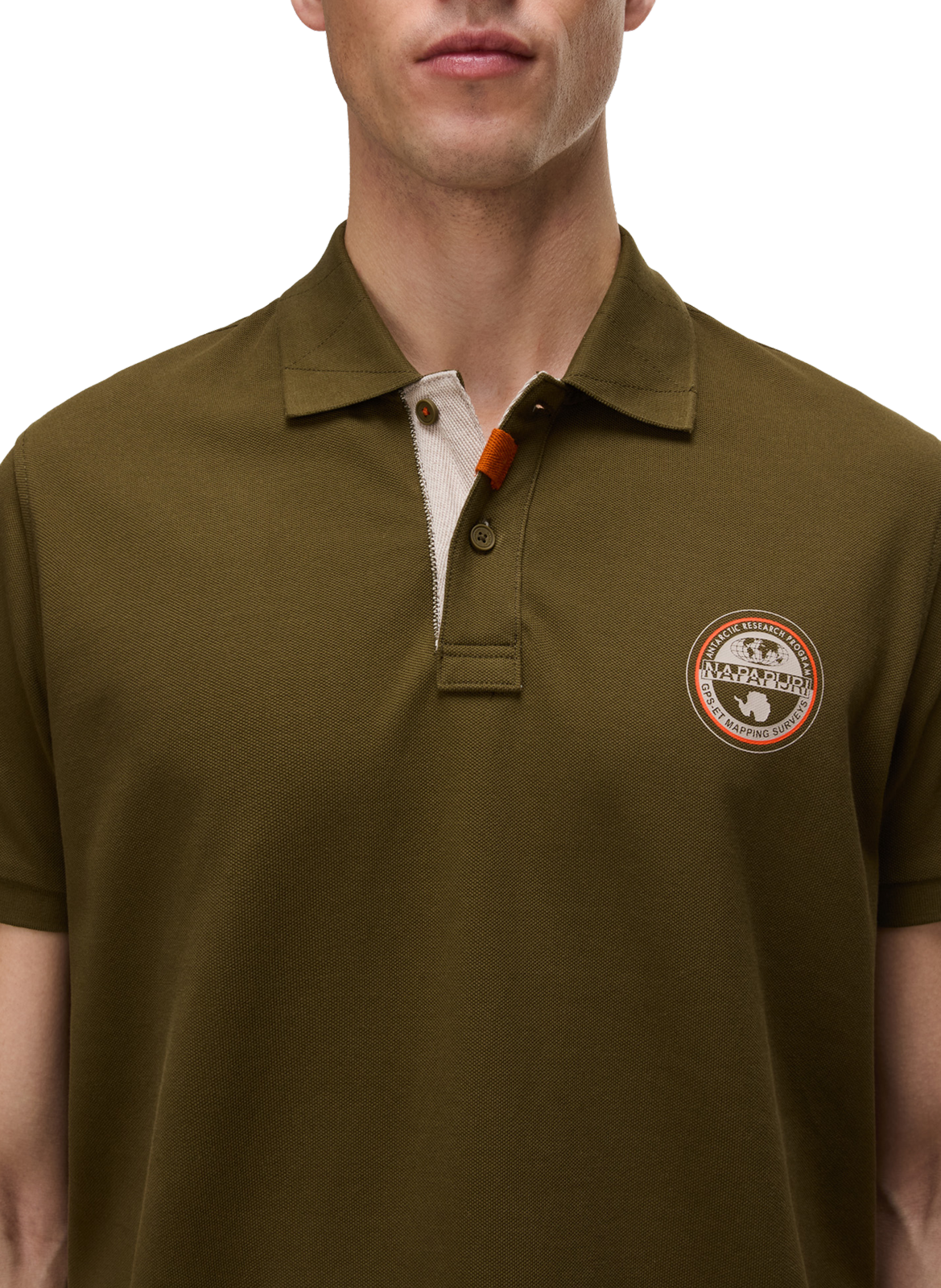 Polo droit à logo Clanis en coton NAPAPIJRI Kaki