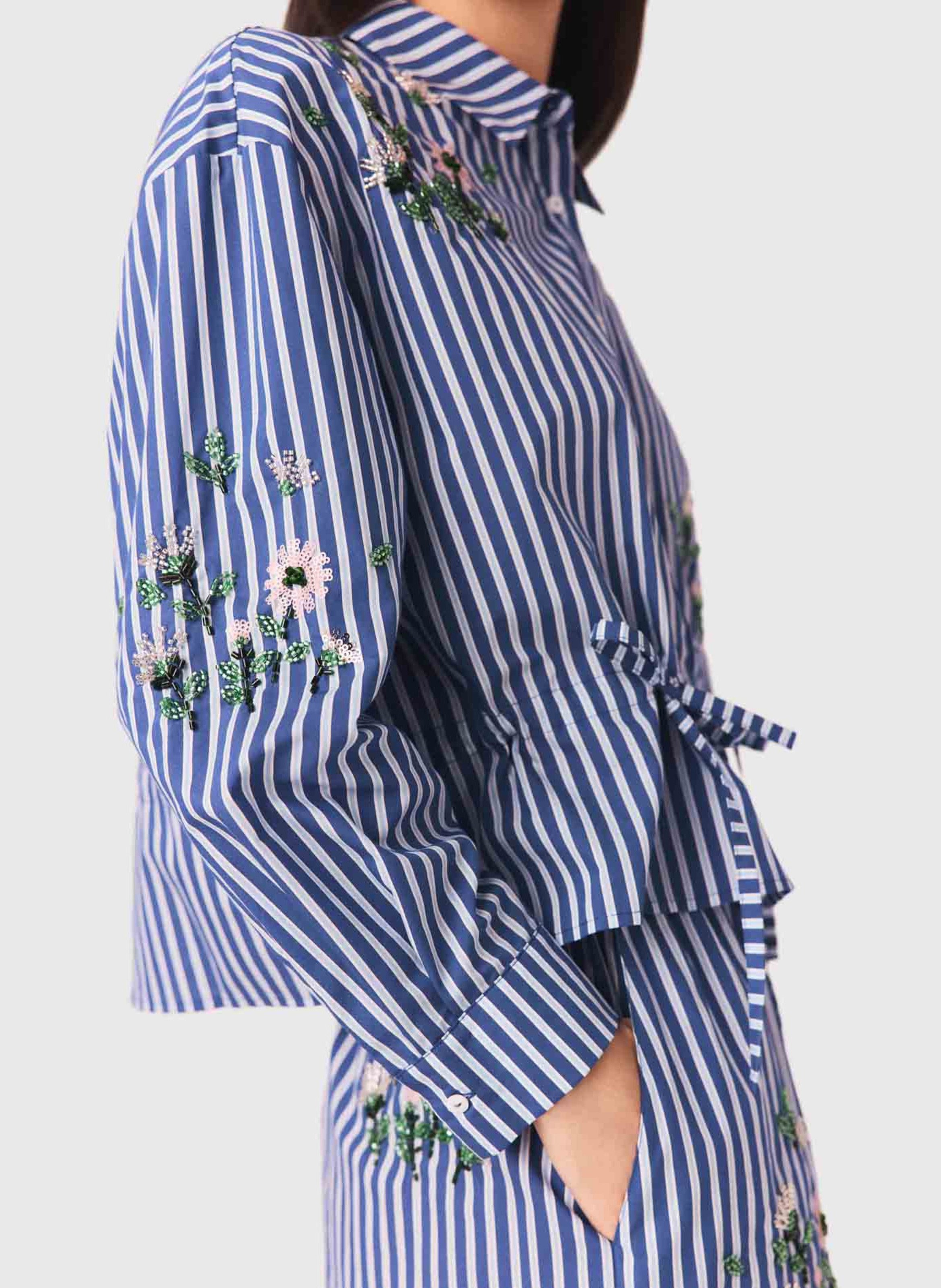 Chemise contrée en coton mélangé MAJE Blanc