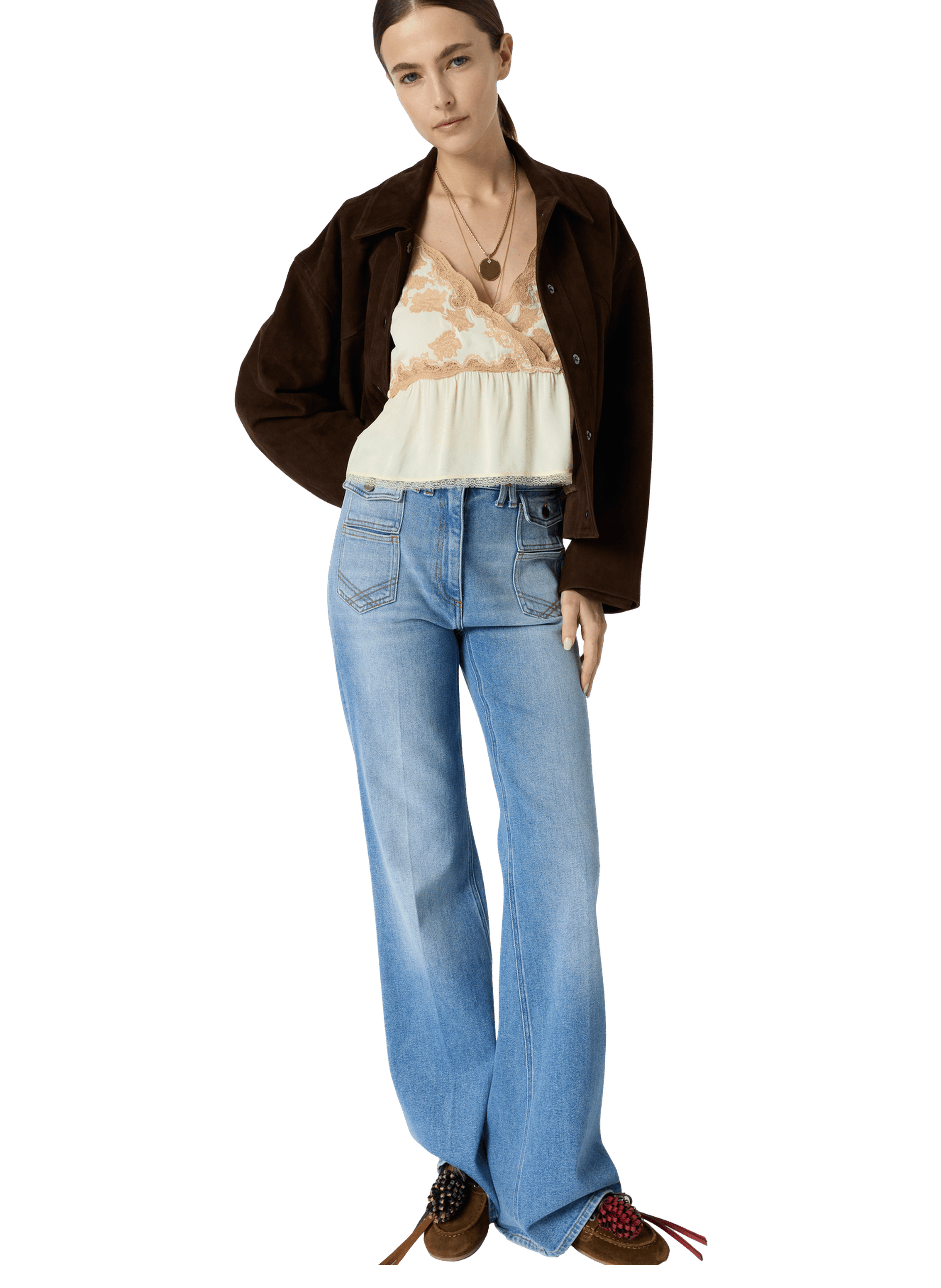Top court à broderies - celisa GERARD DAREL Beige