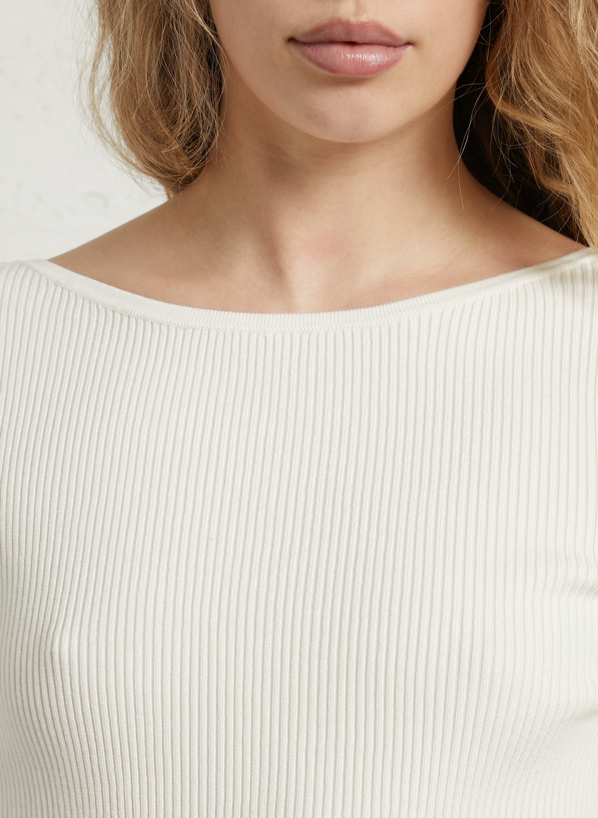 Top ajusté col bateau en maille peggy MAISON 123 Blanc