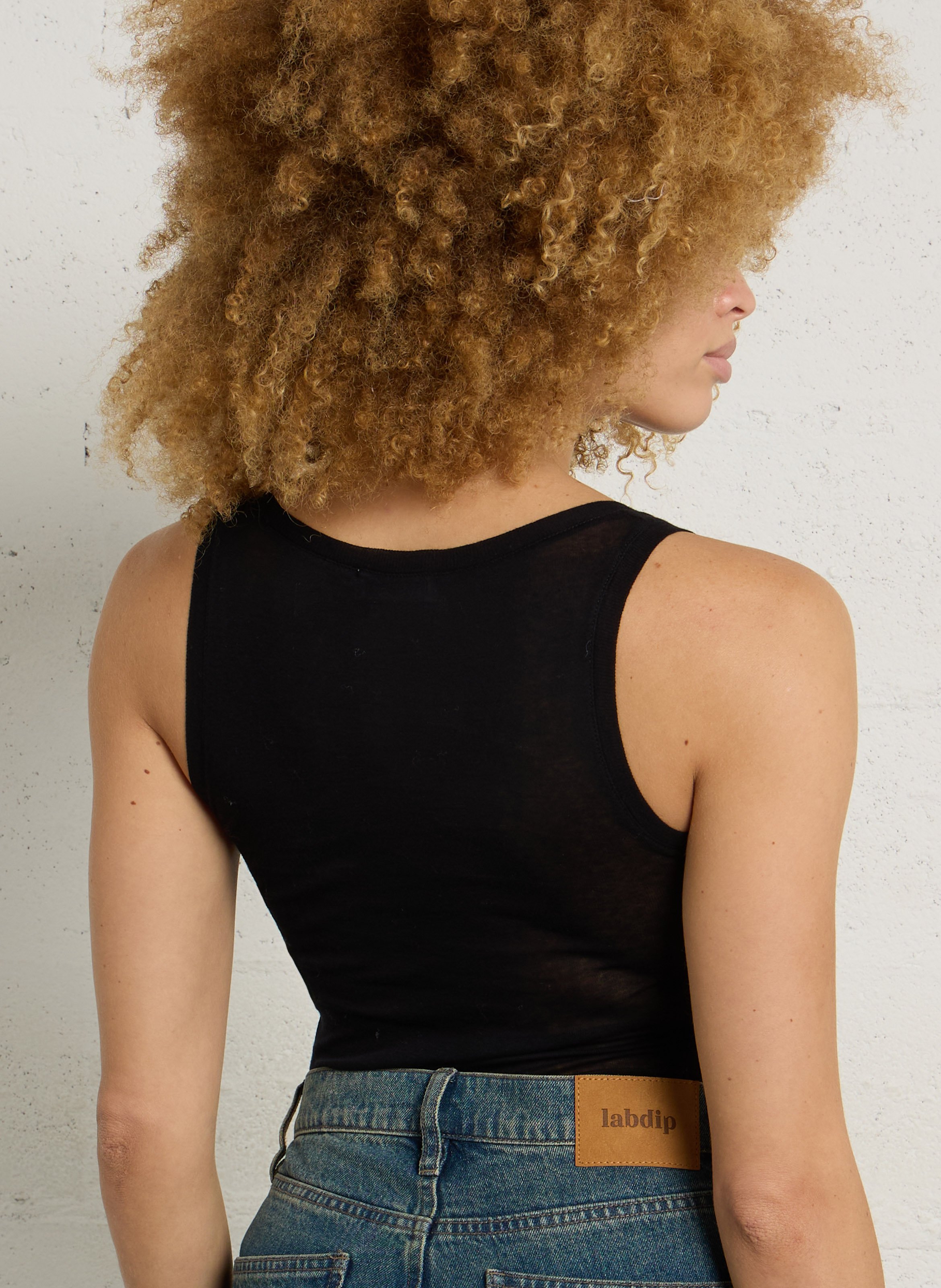 Débardeur à col rond en coton massachusetts AMERICAN VINTAGE Noir