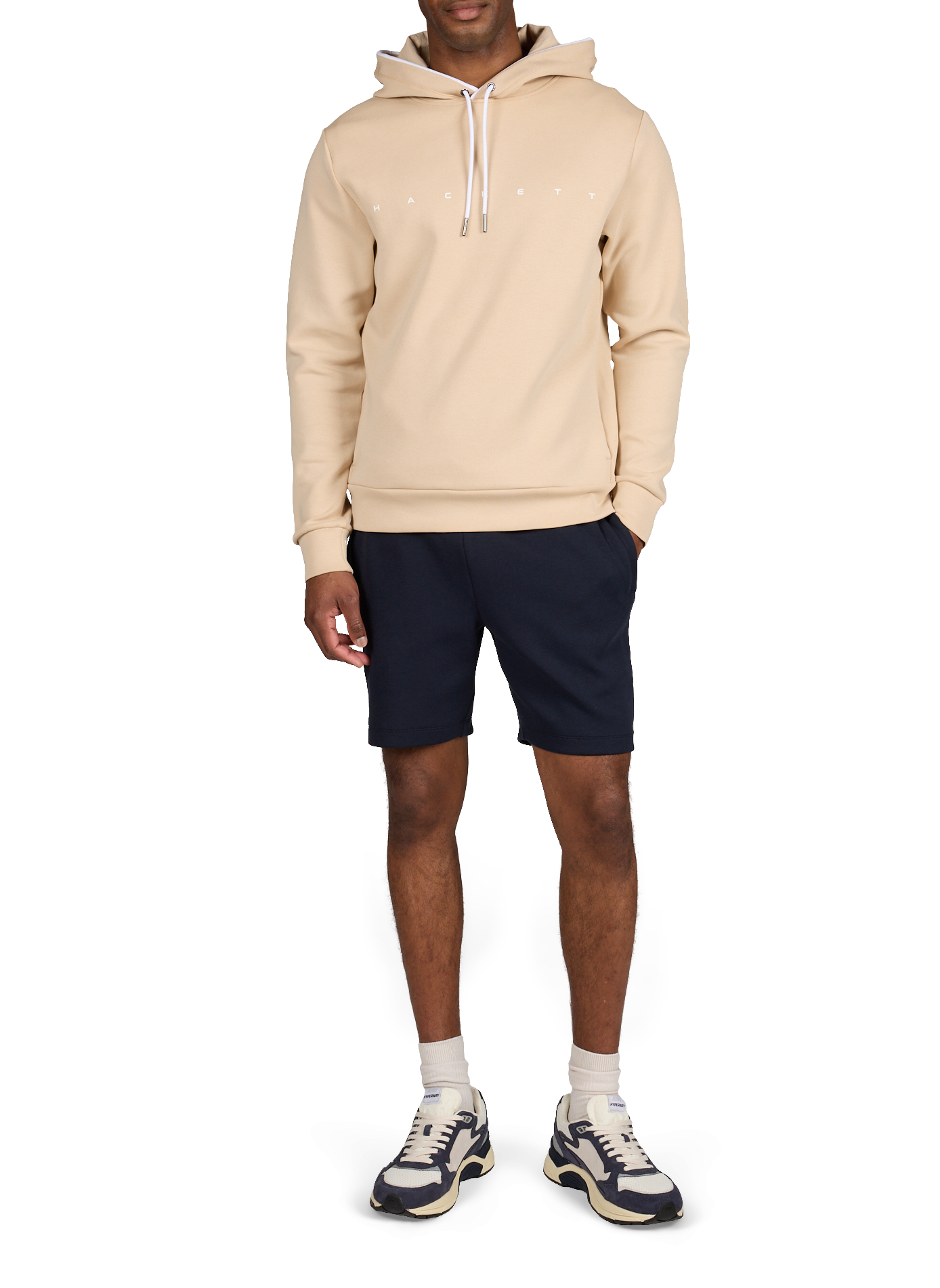 Sweat logo à capuche en coton mélangé HACKETT Beige