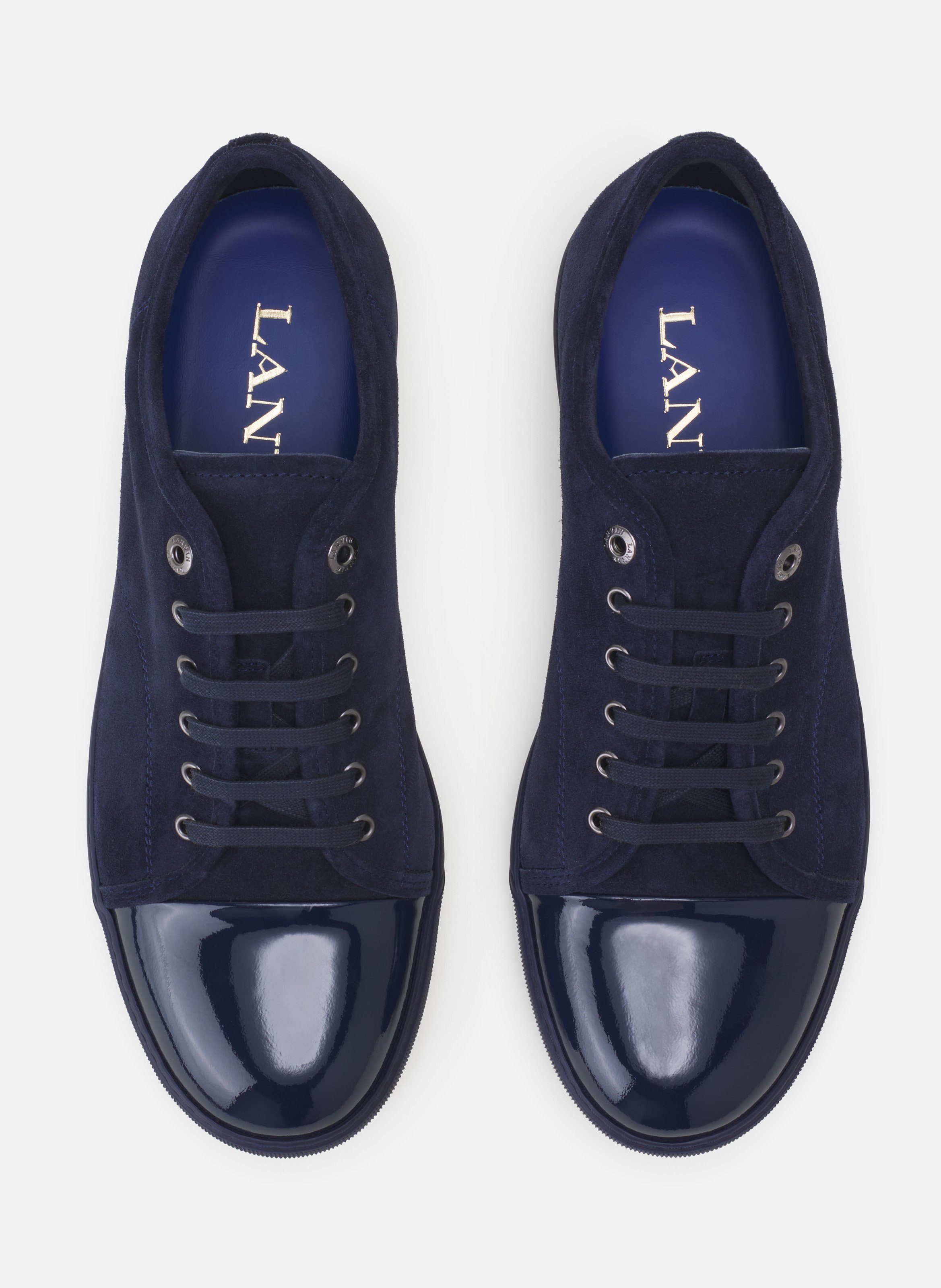 Sneakers dbb1 en suede et cuir vernis LANVIN Bleu