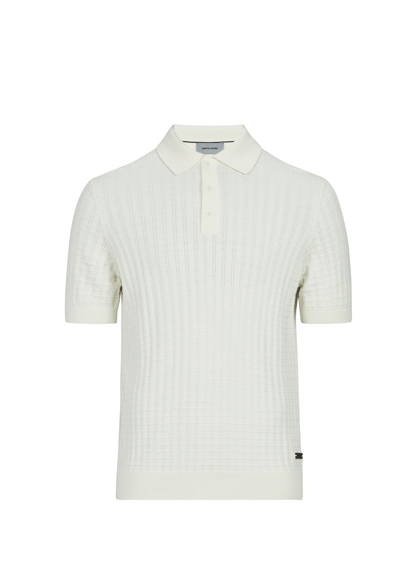 Polo à carreaux en tricot  PIERRE CARDIN Blanc