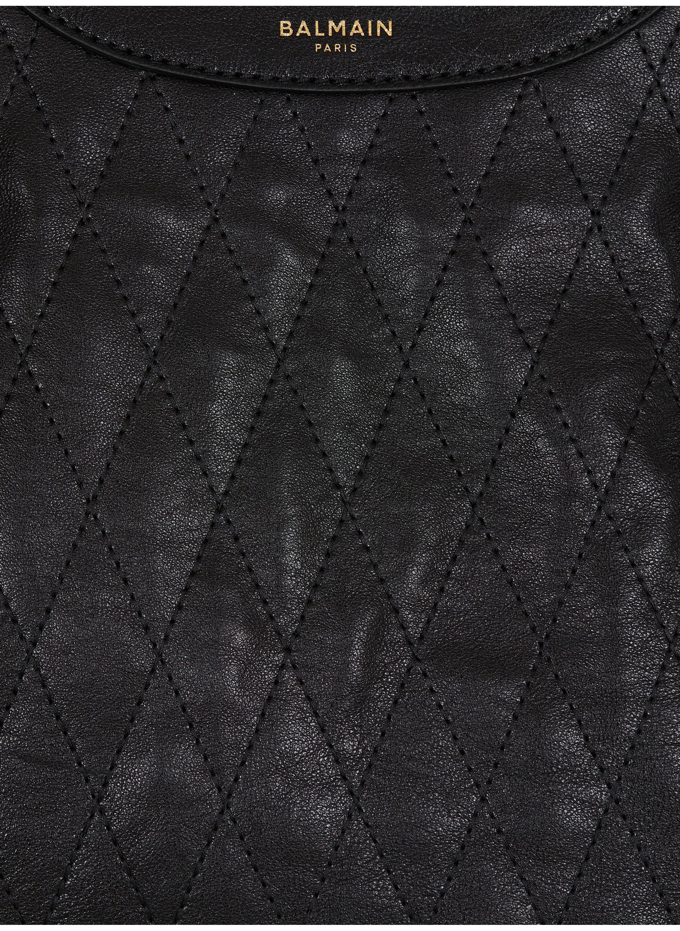 Sac cabas tote large en cuir surpiqué BALMAIN Noir