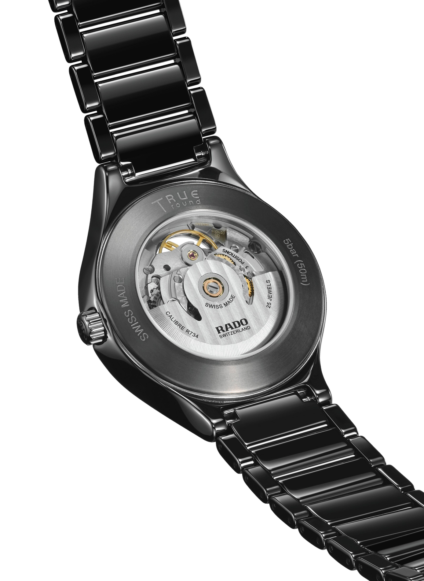 Montre automatique True Round Open Heart en céramique RADO Noir