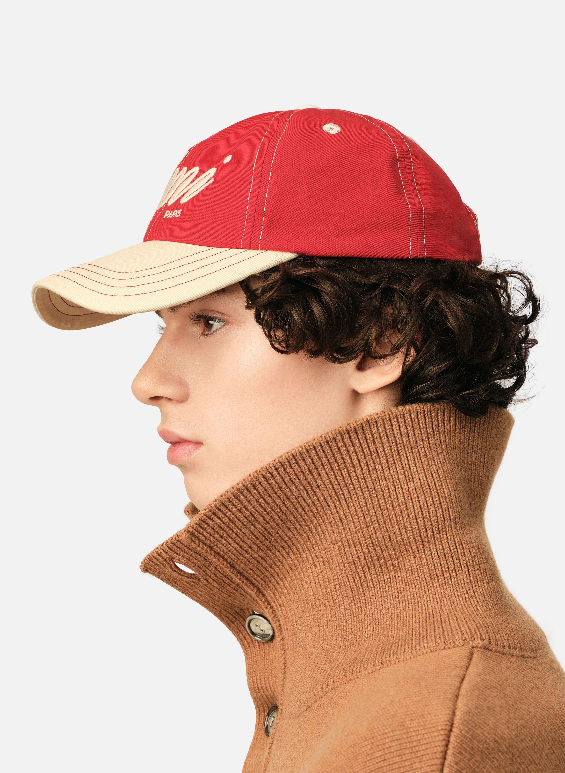 Casquette unisexe en coton broderie ami paris AMI PARIS Rouge