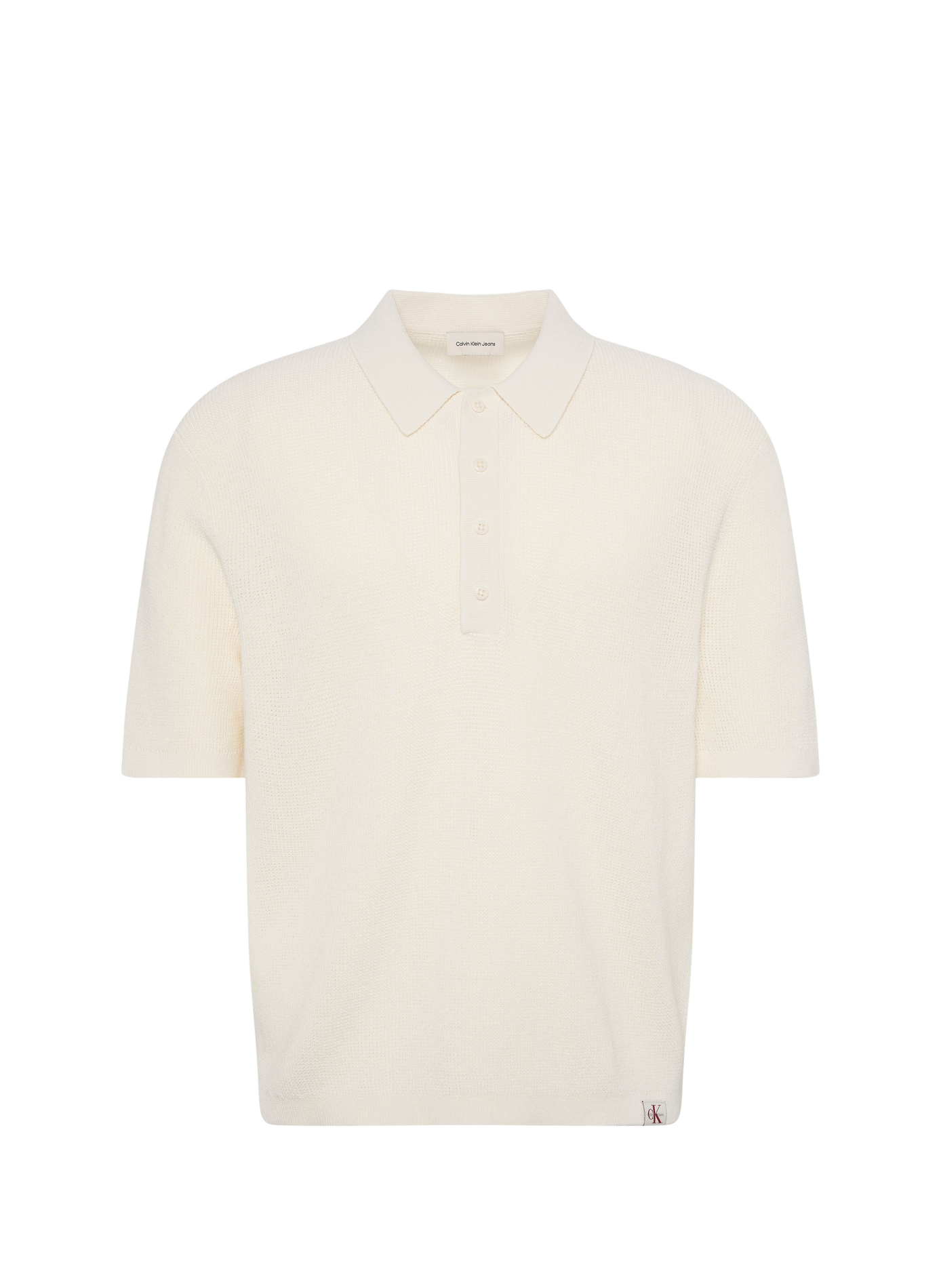 Geripptes Poloshirt mit kurzen Ärmeln aus Baumwolle CALVIN KLEIN Beige