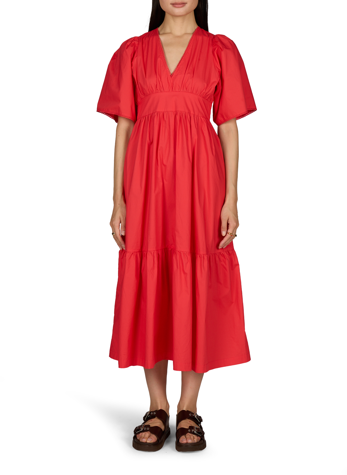 Kleid Camila mit kurzen Ärmeln aus Baumwolle GARANCE Rot