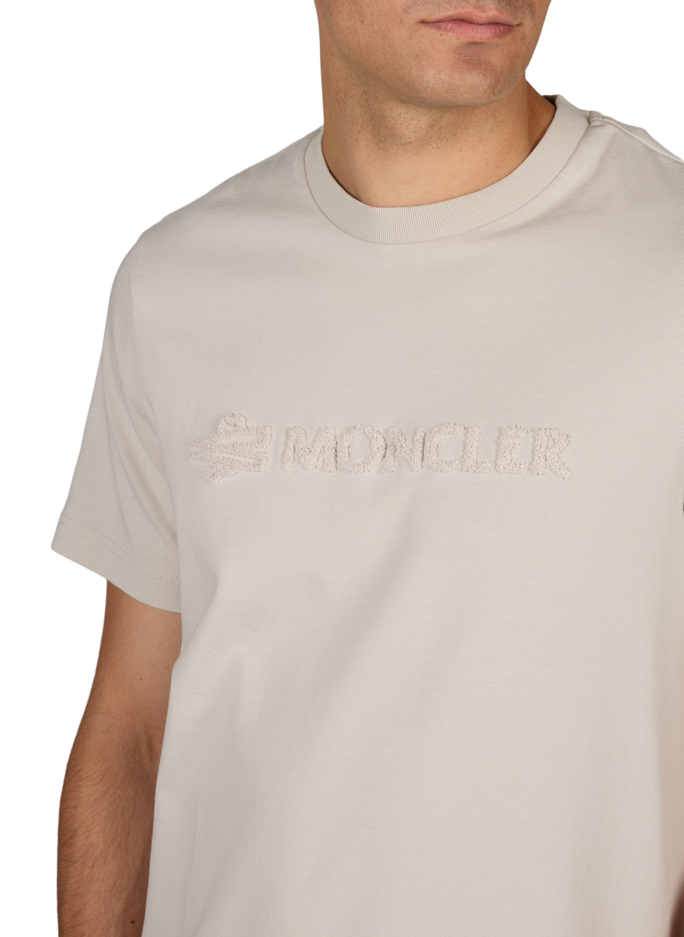 T-shirt met merk in katoenen badstof MONCLER Beige
