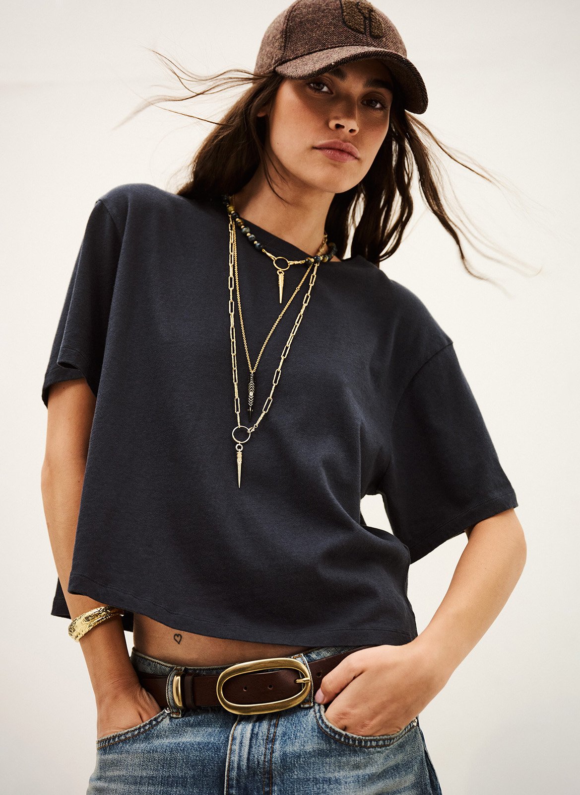 T-shirt met zeefdruk op de achterkant BA&SH Blauw