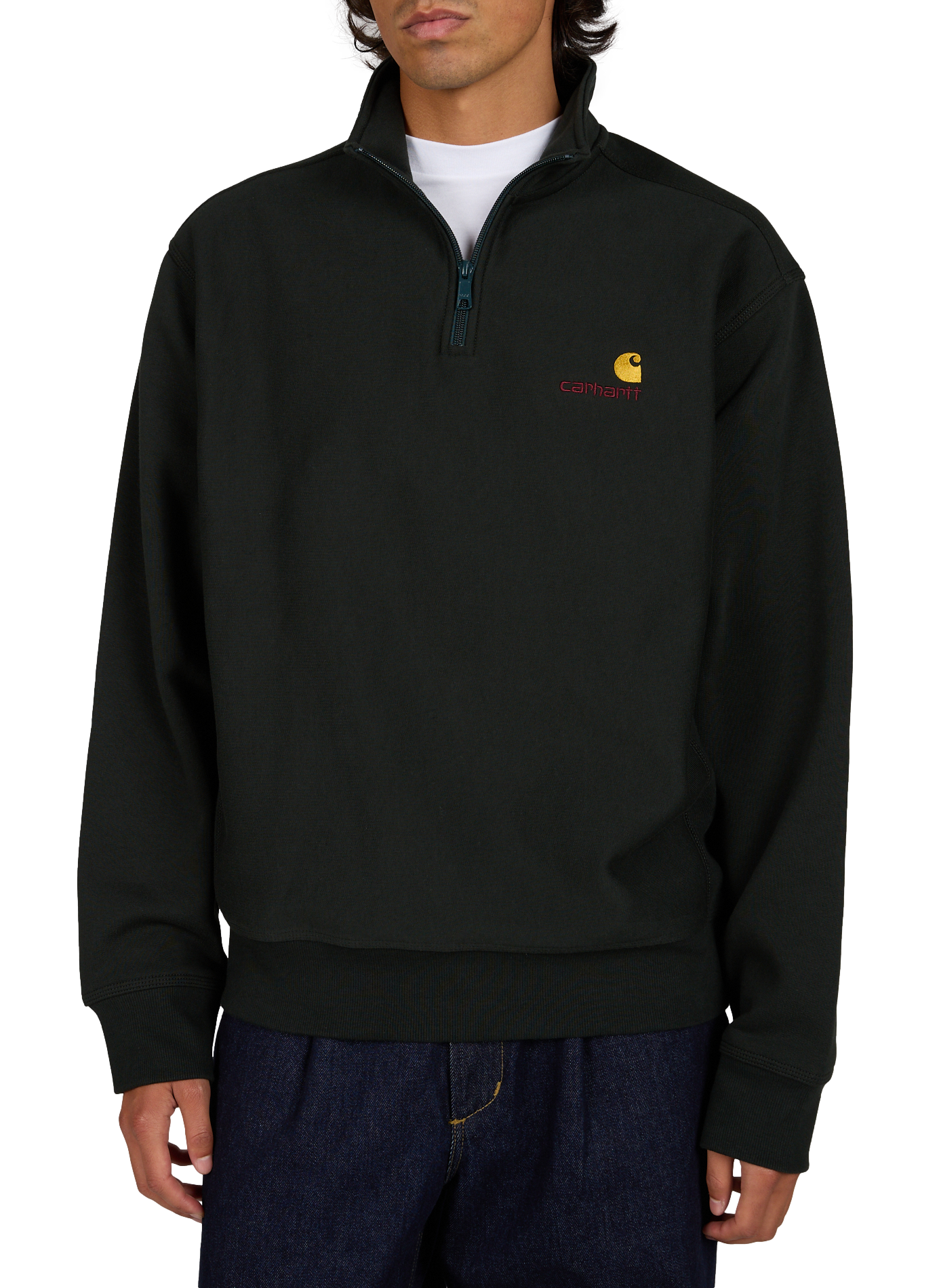 Sweatshirt mit Reißverschluss am Kragen aus Baumwollmischung CARHARTT WIP Grun