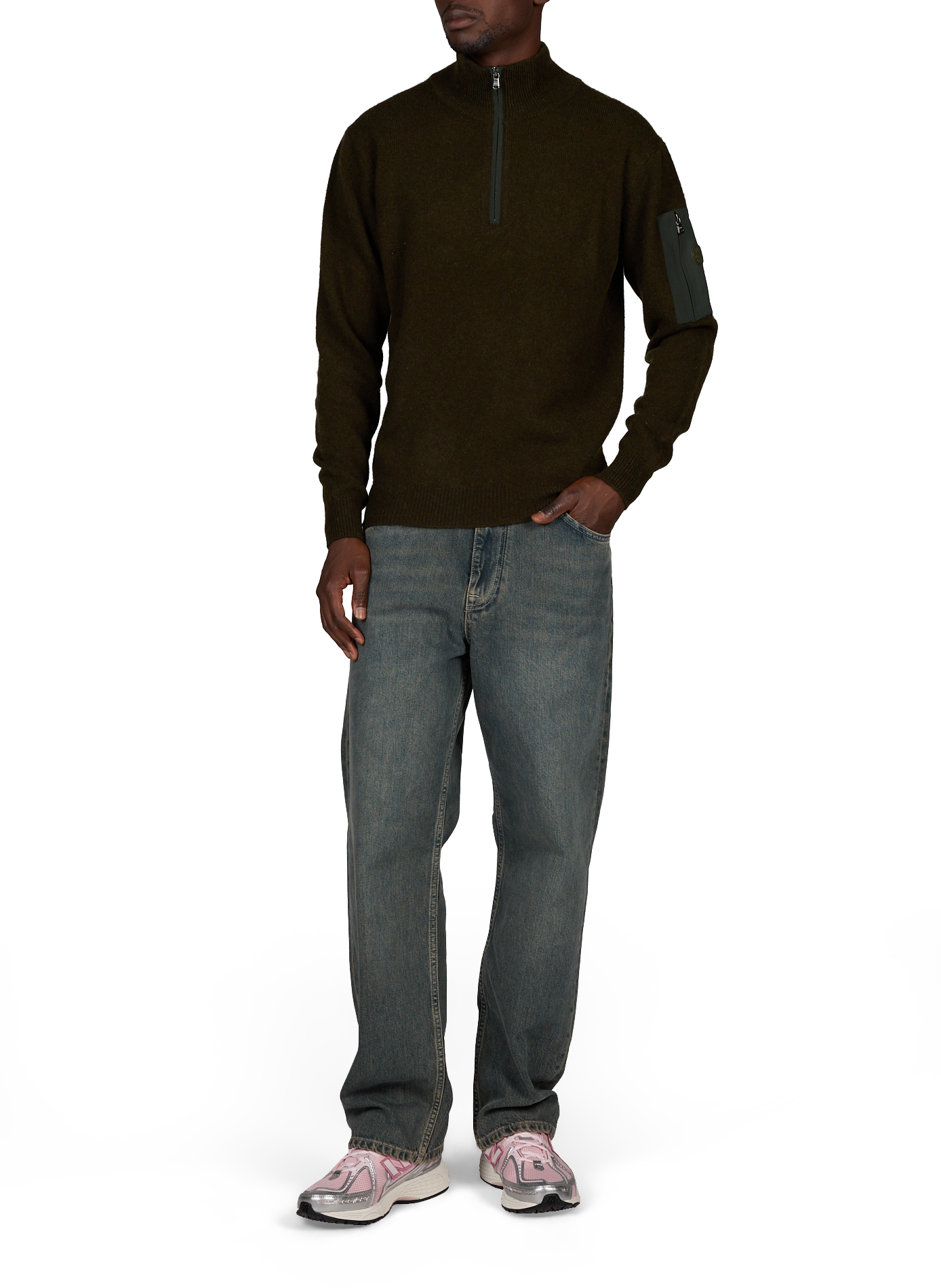 Straight wool-blend high-neck sweater 1789 CALA Khaki