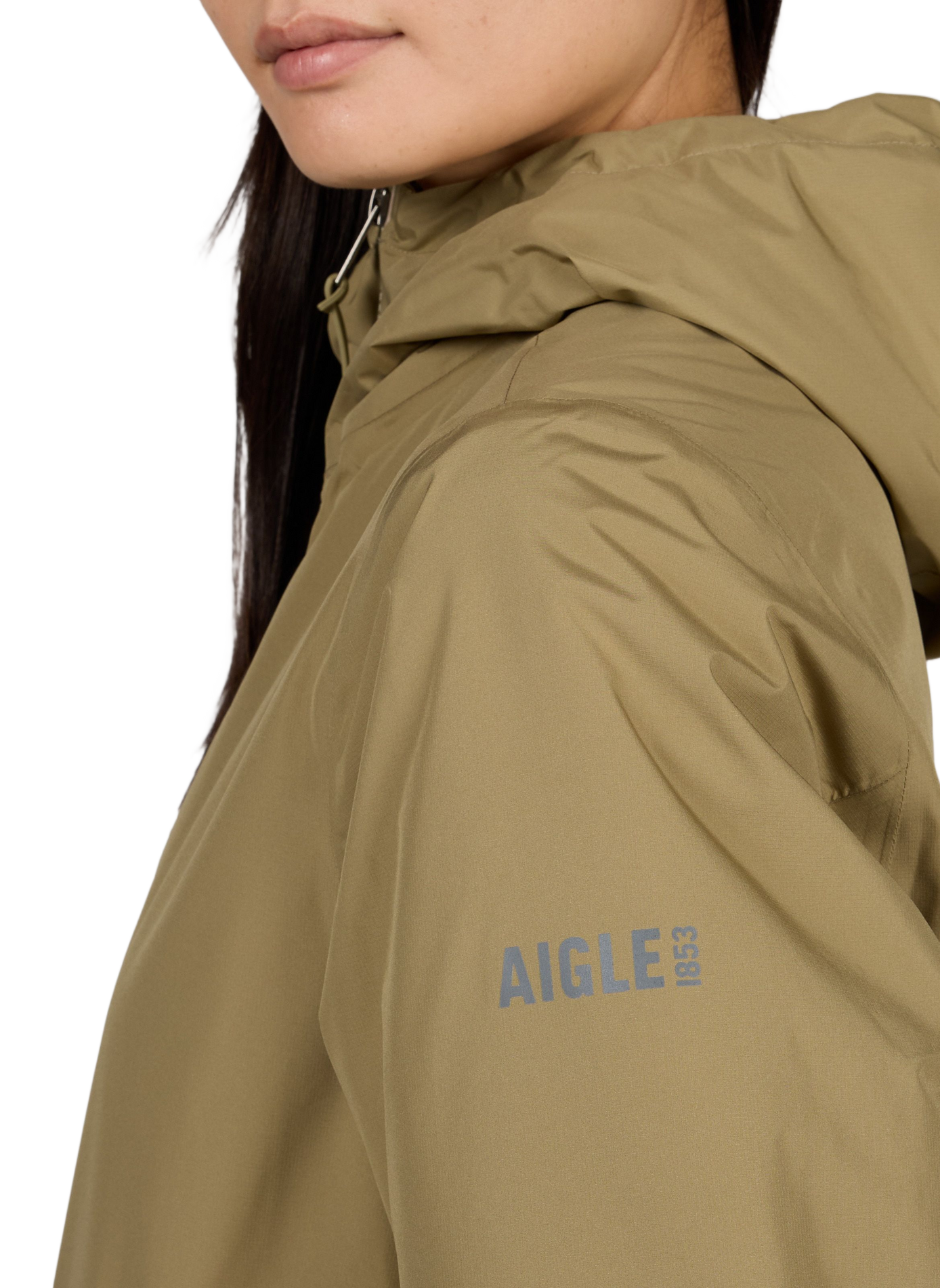 Mid-length hooded jacket AIGLE Khaki