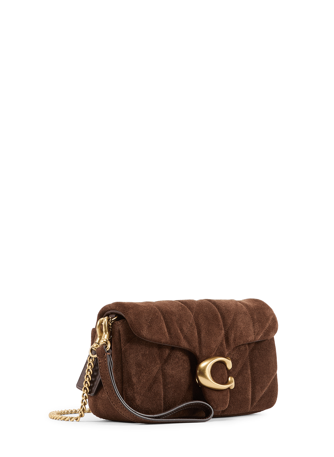 Sac bandoulière Tabby Chain 19 en cuir daim COACH Marron