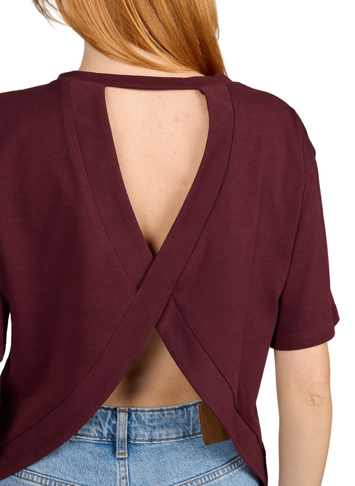Top droit col rond en coton SUNCOO Violet