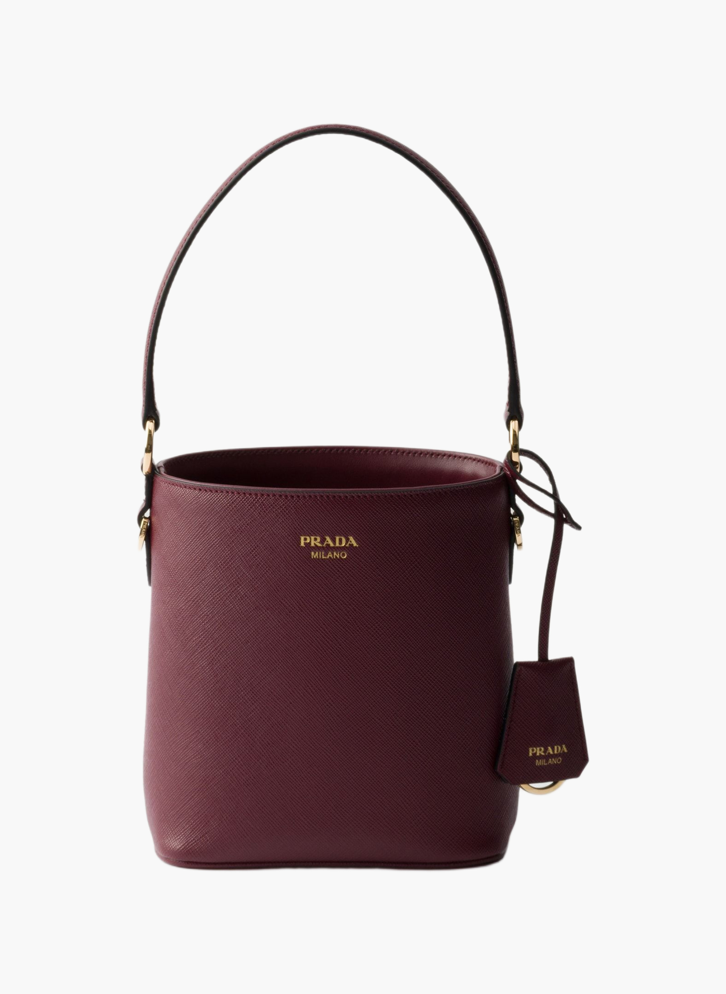 Mini sac seau en cuir saffiano PRADA Rouge