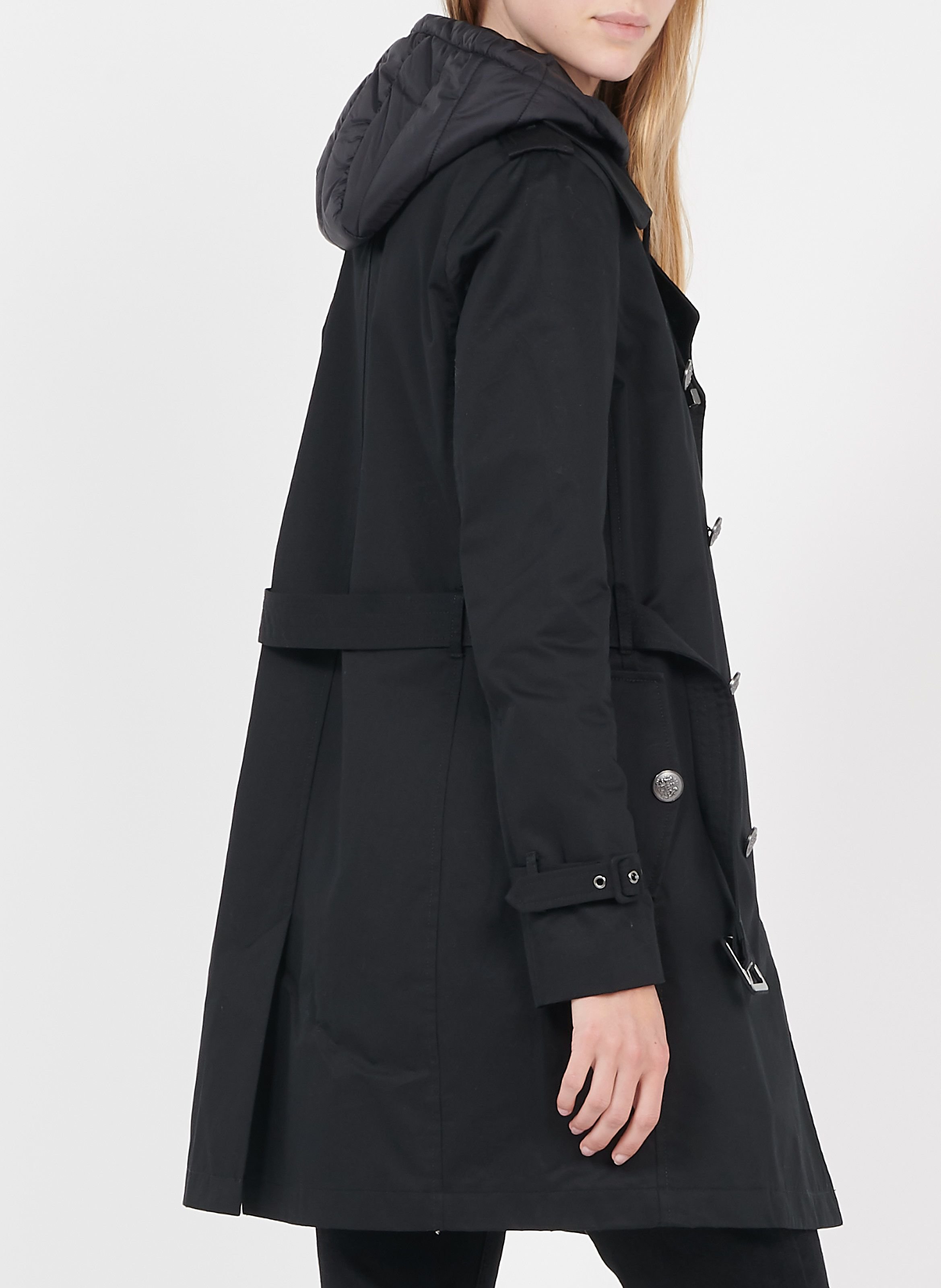 Trench col tailleur à capuche en coton IKKS Noir