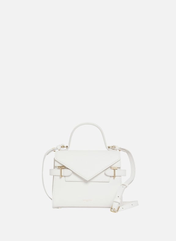 Petit sac à main double rabat emilie en cuir signature t Blanc by LE TANNEUR LE TANNEUR Petit sac à main double rabat emilie en cuir signature t Blanc
