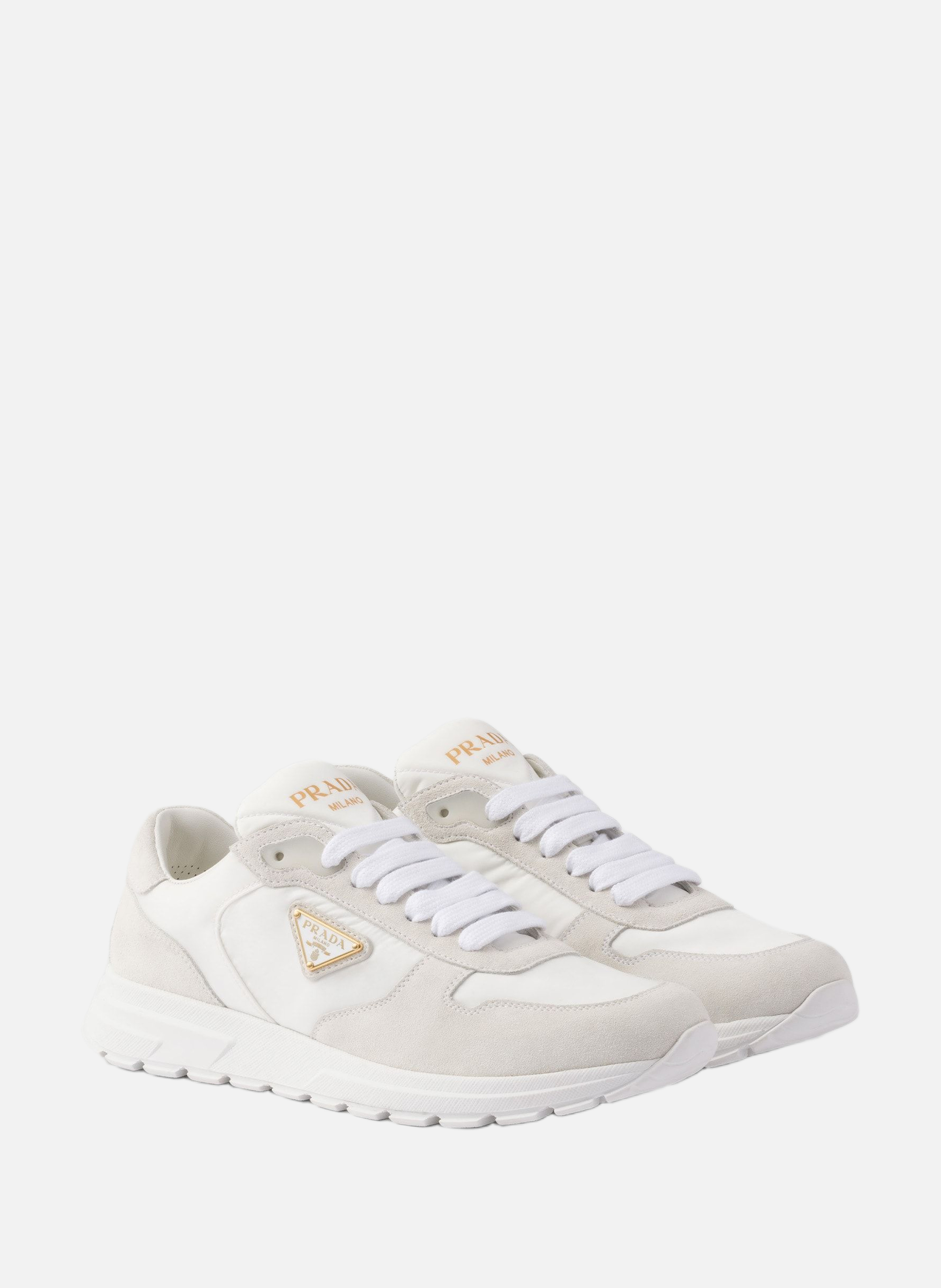 Sneakers prax 2.0 en re-nylon et veau velours PRADA Blanc