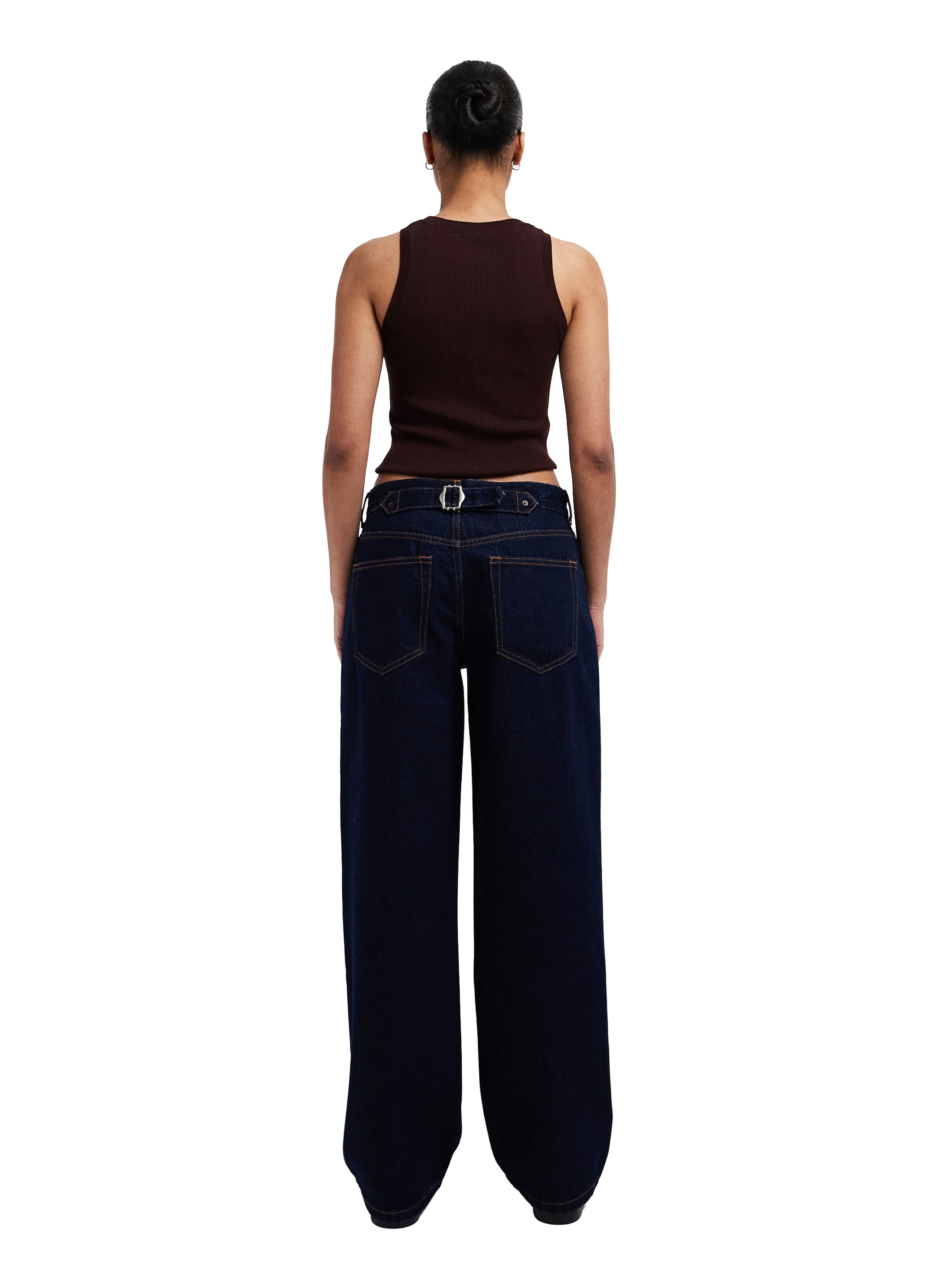 Jean large en coton TOPSHOP Bleu