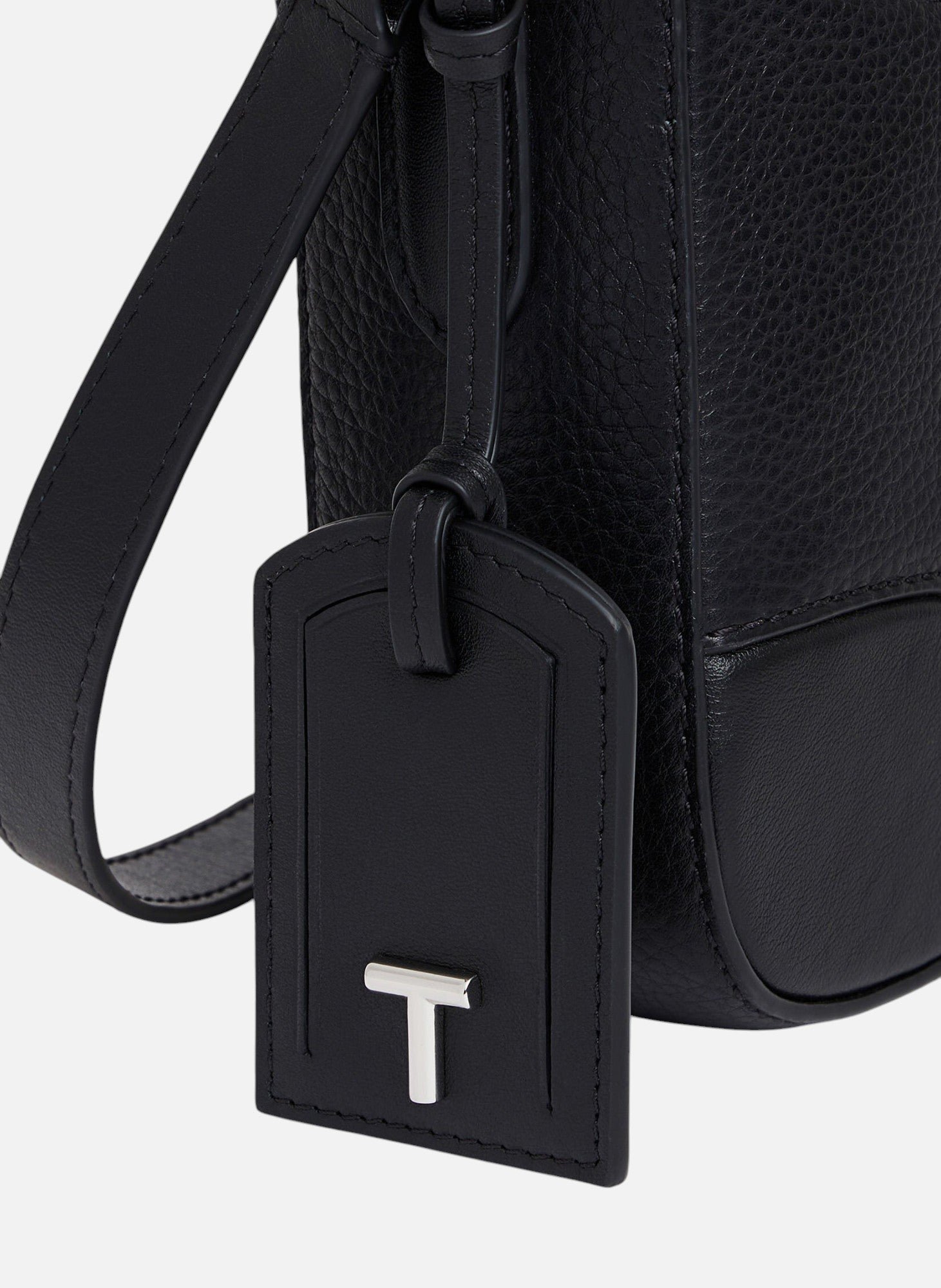 Sac bandoulière moyen modèle romy en cuir grainé et lisse LE TANNEUR Noir