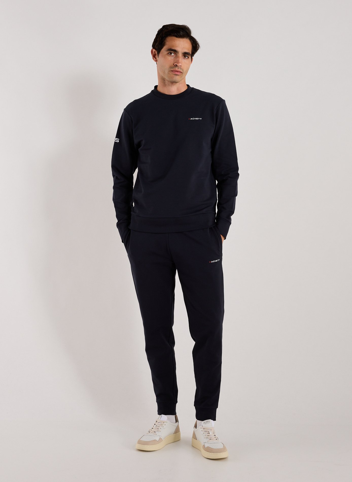 Cotton-blend round-neck jumper HACKETT Blue