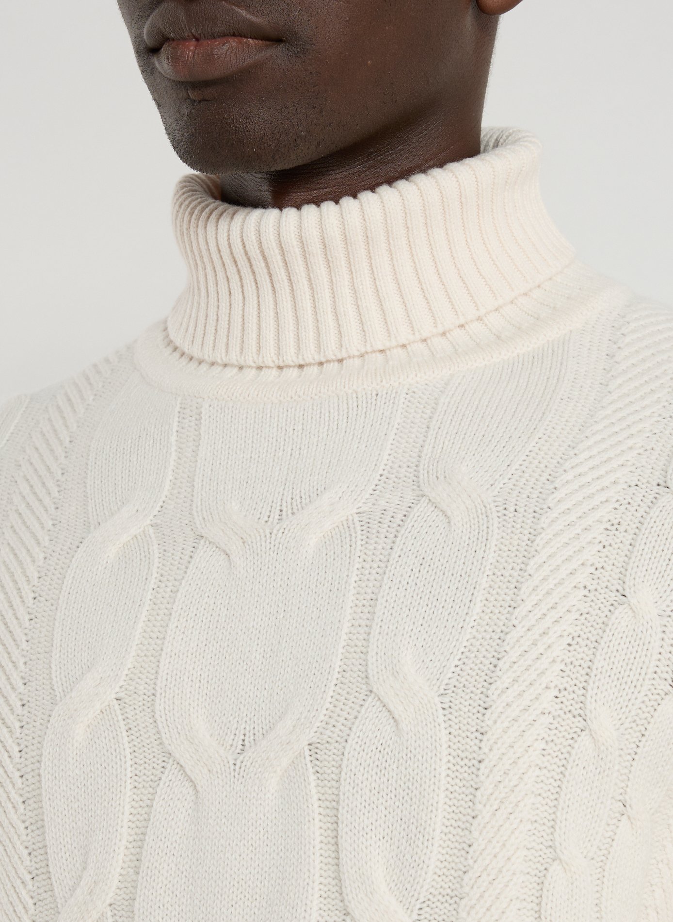 Wool and cashmere turtleneck sweater HACKETT White