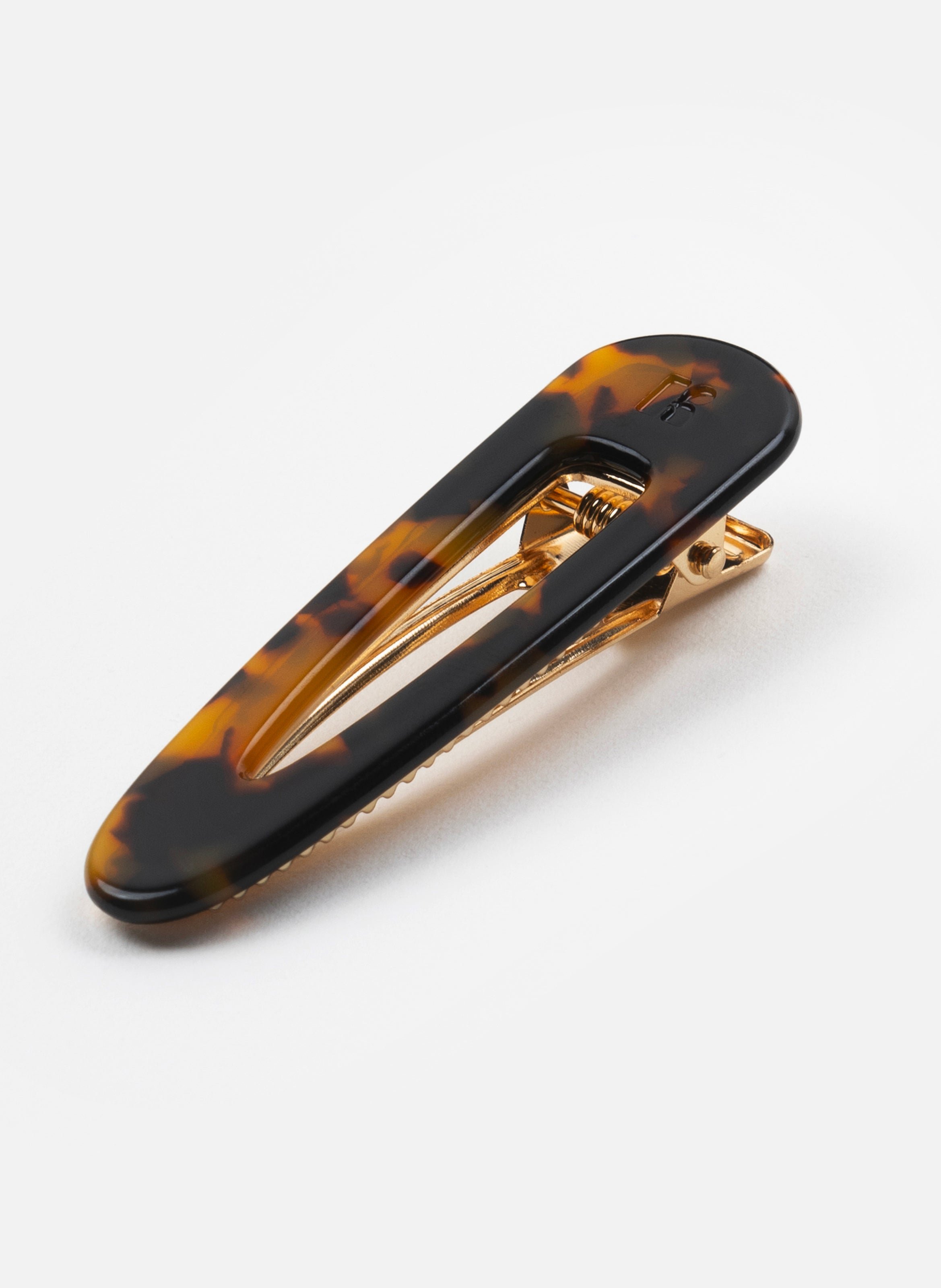 Barrette à cheveux triangle en acétate de cellulose et acier inoxydable KURAGE GINZA Marron