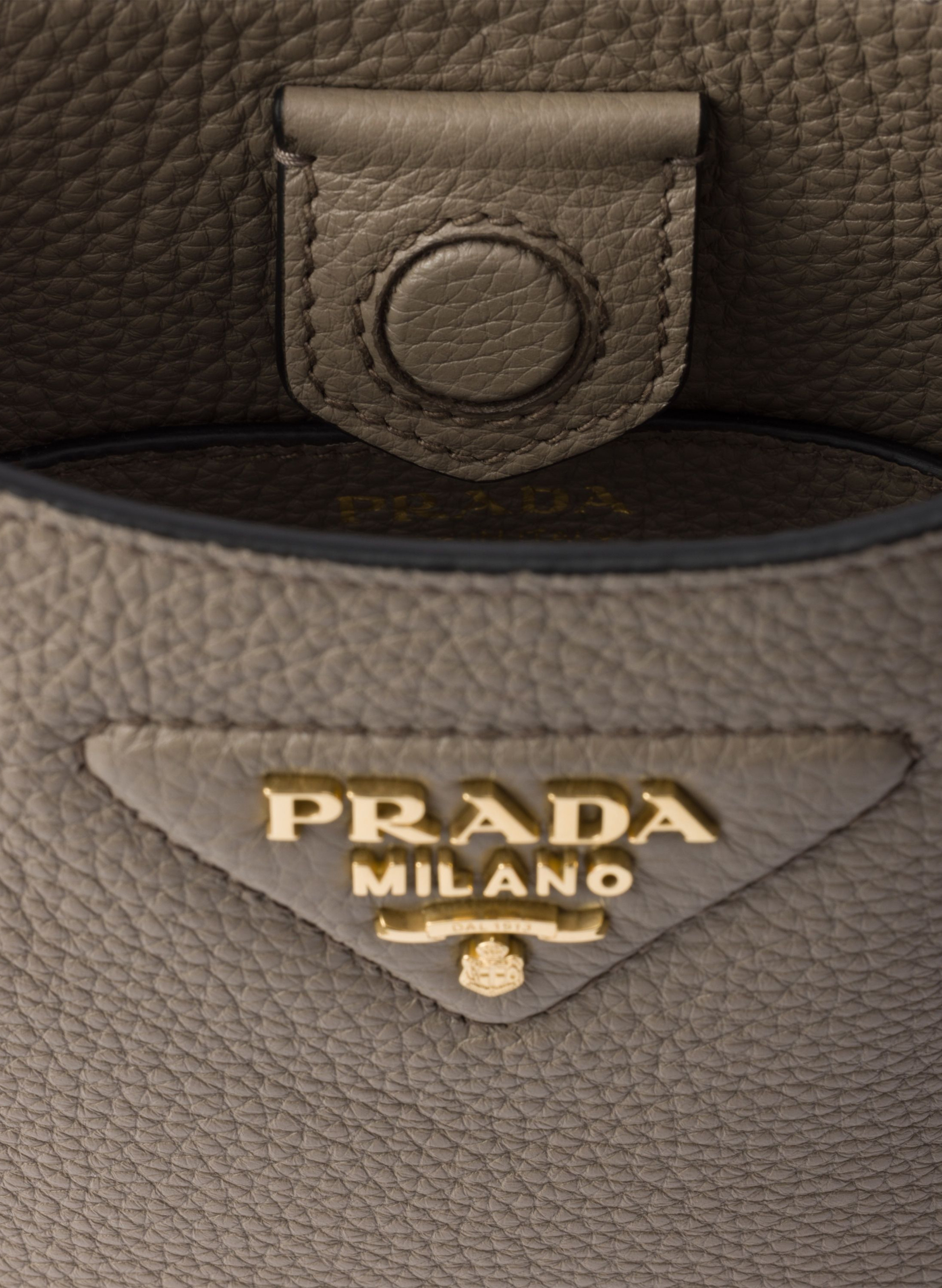 Mini sac porté épaule en cuir PRADA Gris