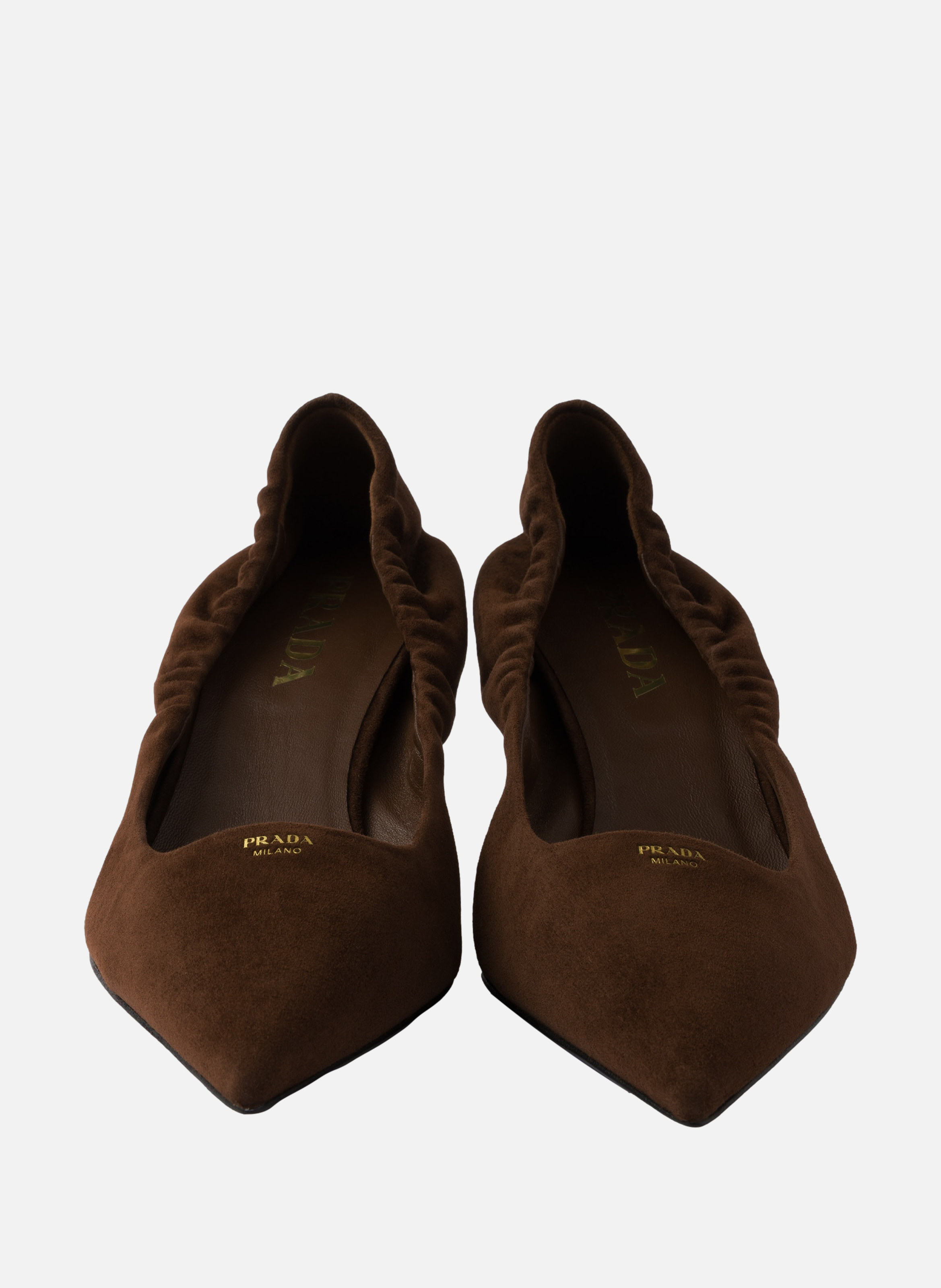 Escarpins en veau velours PRADA Marron