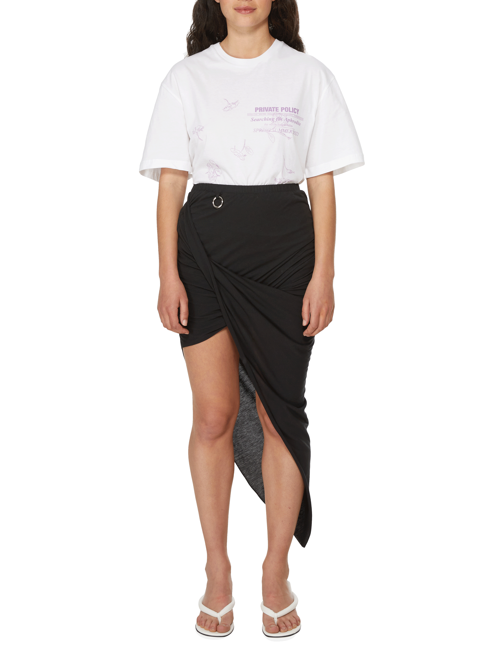 T-shirt Rose Logo PRIVATE POLICY Blanc