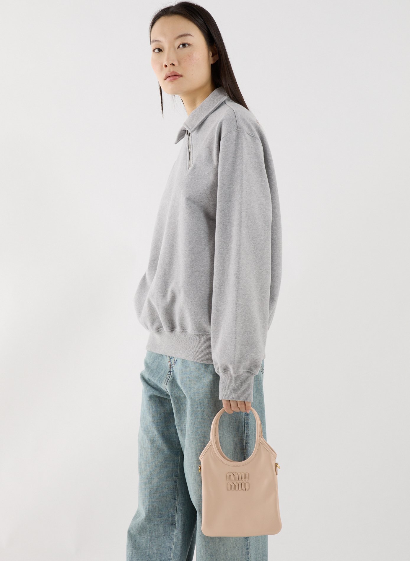 Sac à main en cuir Ivy  MIU MIU Beige