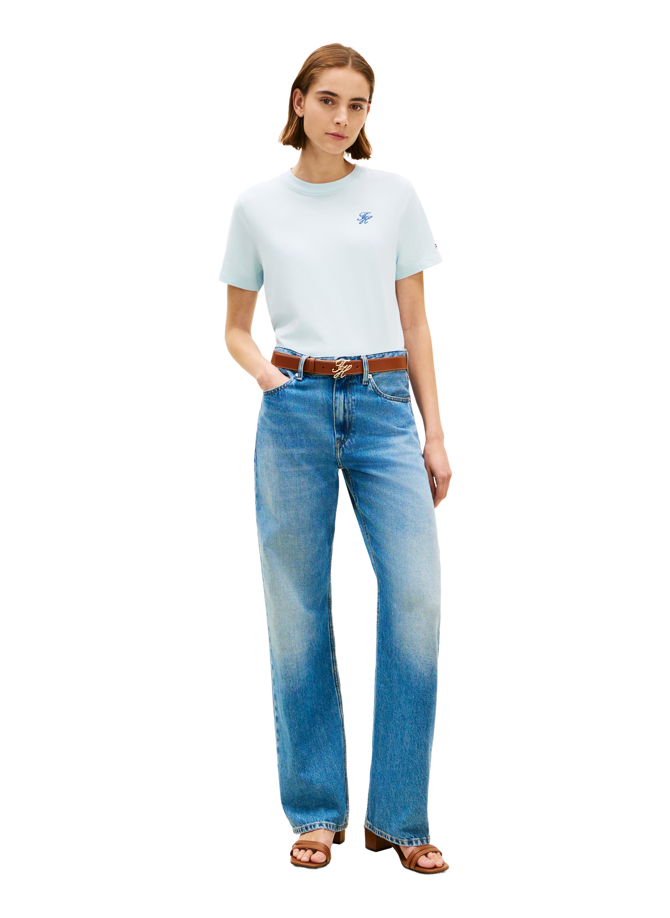 T-shirt avec logo en coton TOMMY HILFIGER Bleu