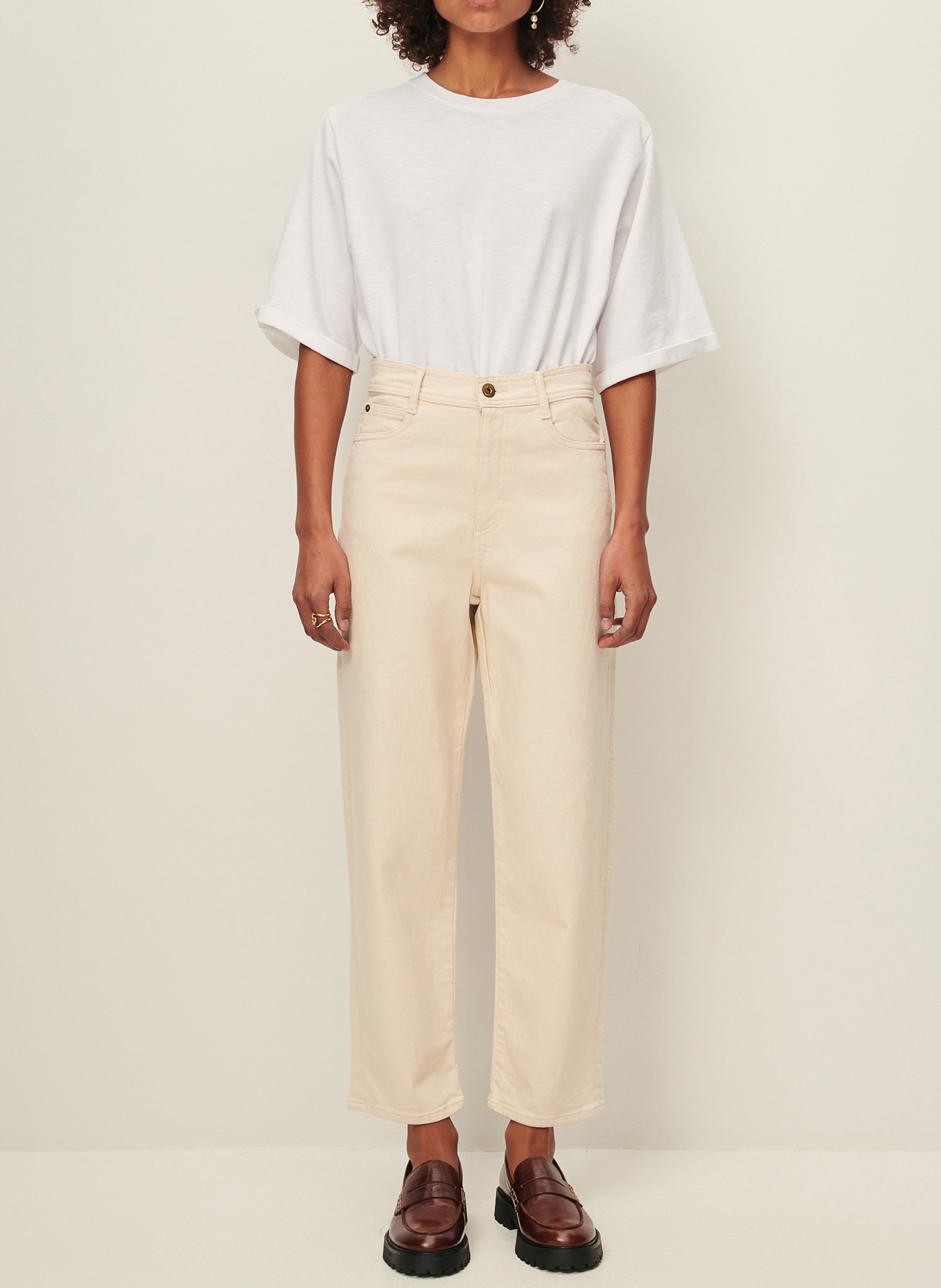 Jean en coton coupe mom peter SESSUN Beige