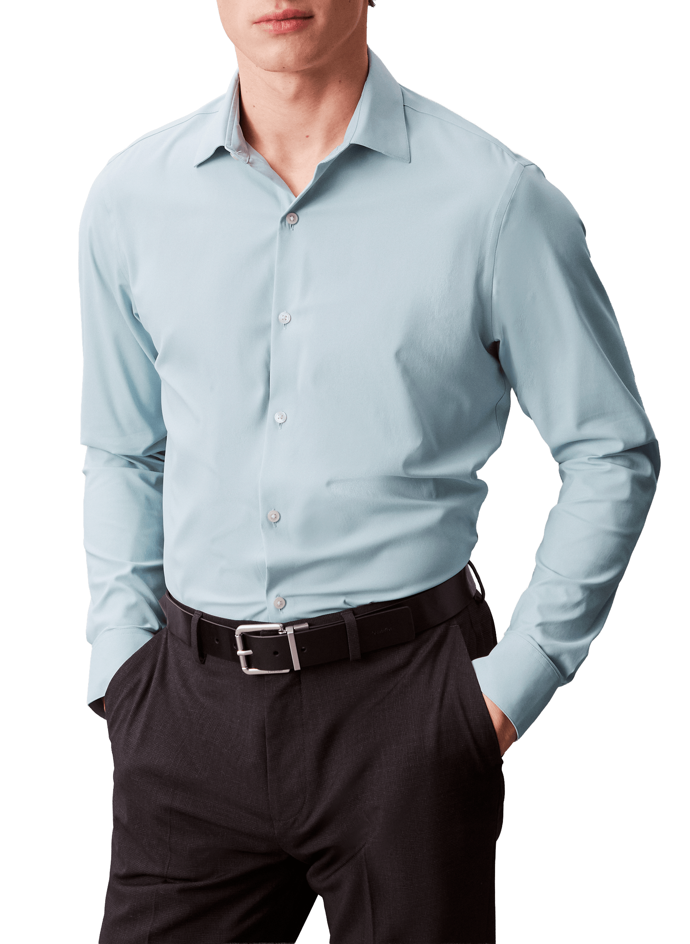 Chemise slim en coton CALVIN KLEIN Bleu