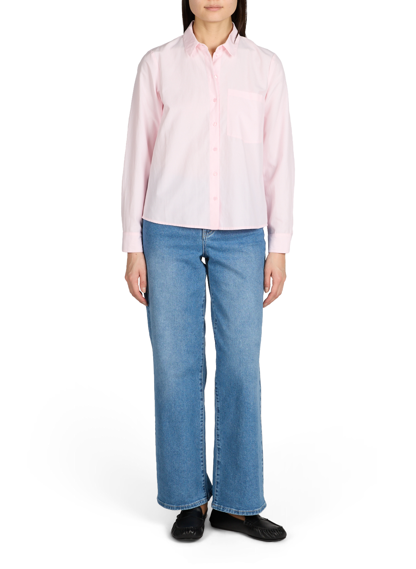 Striped straight shirt in blended cotton VILA Pink