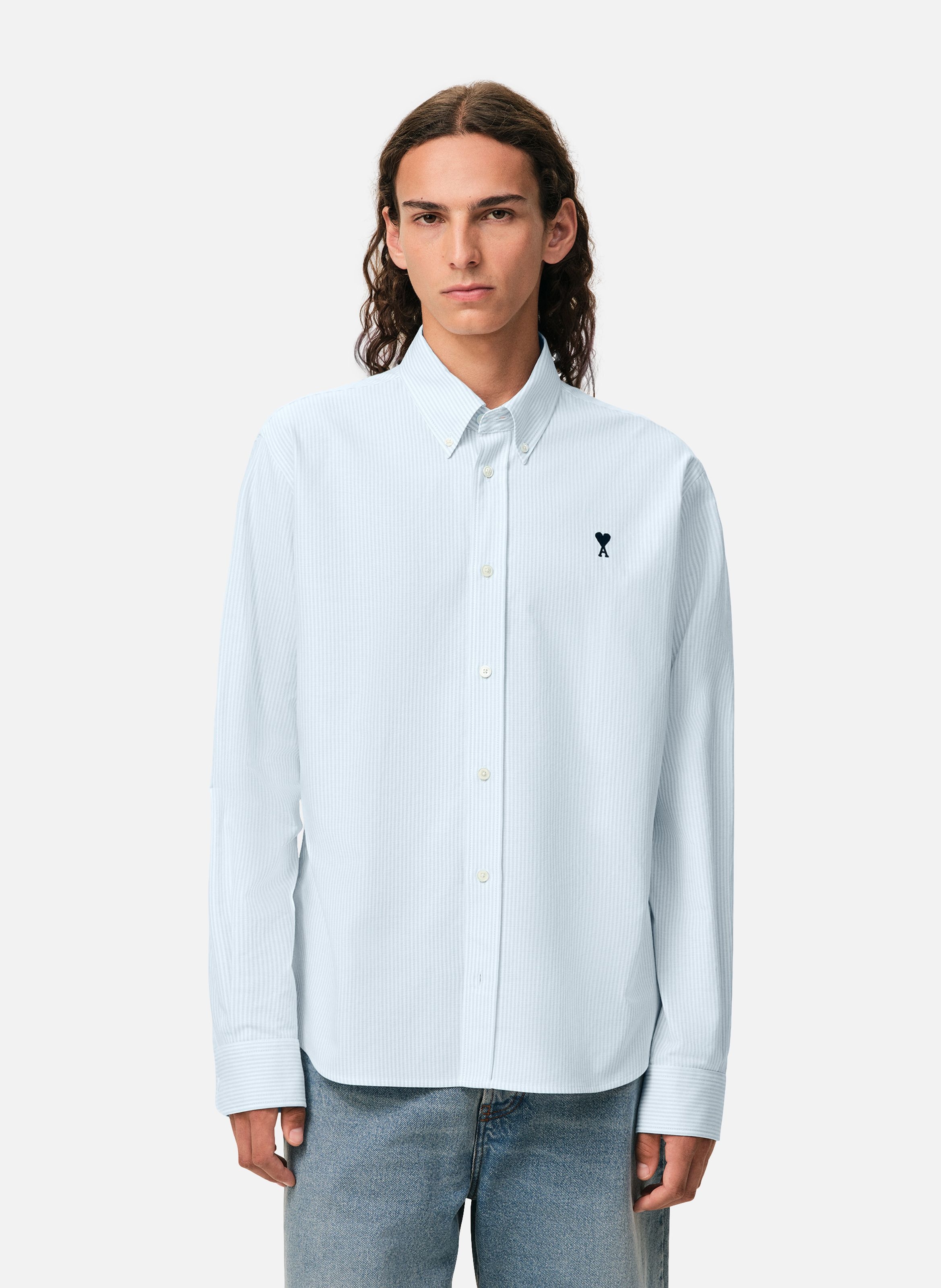 Chemise Col Boutonné Ami De Coeur  En Coton AMI PARIS Bleu