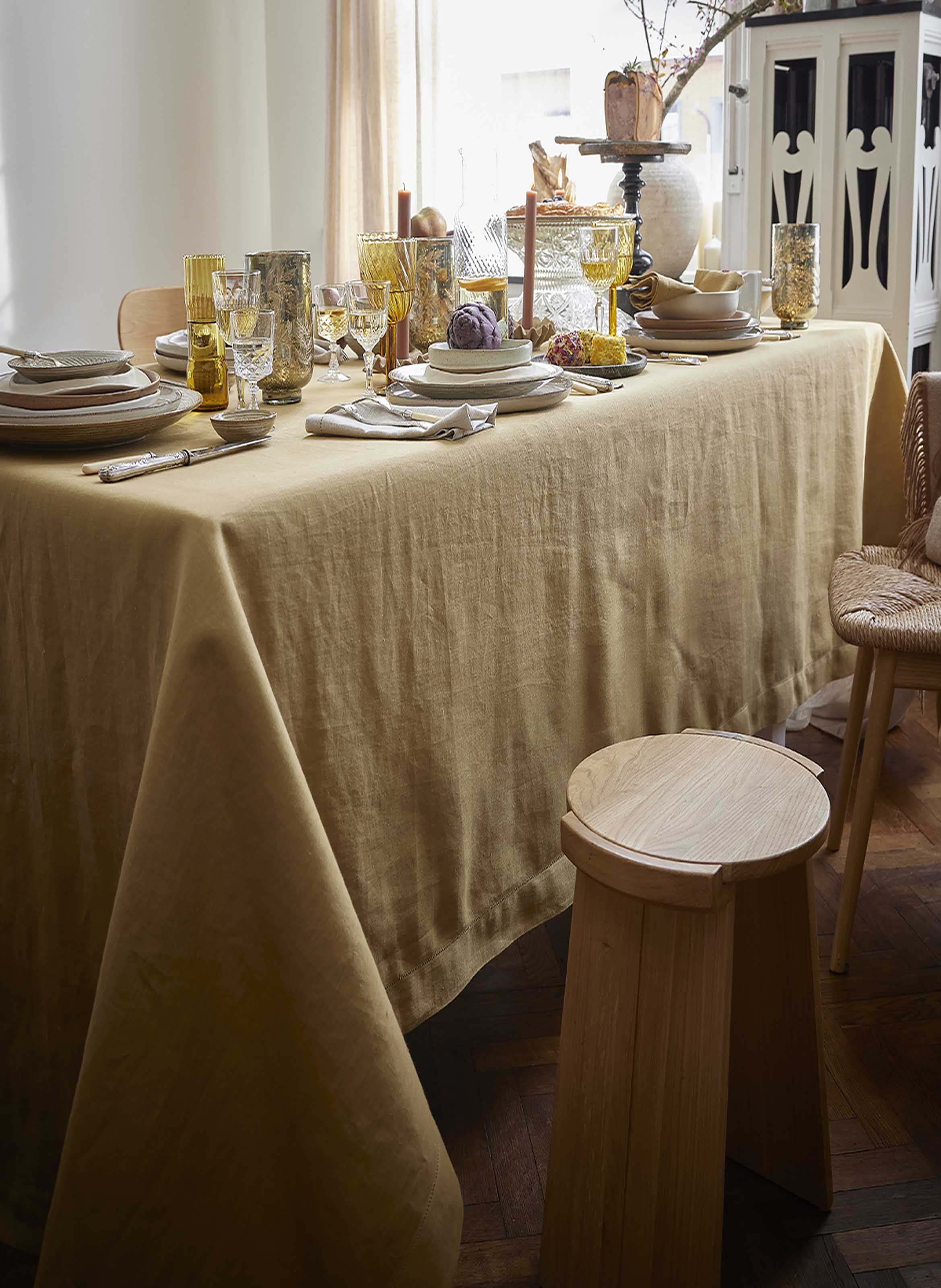 Nappe unie en lin, florence ALEXANDRE TURPAULT Jaune