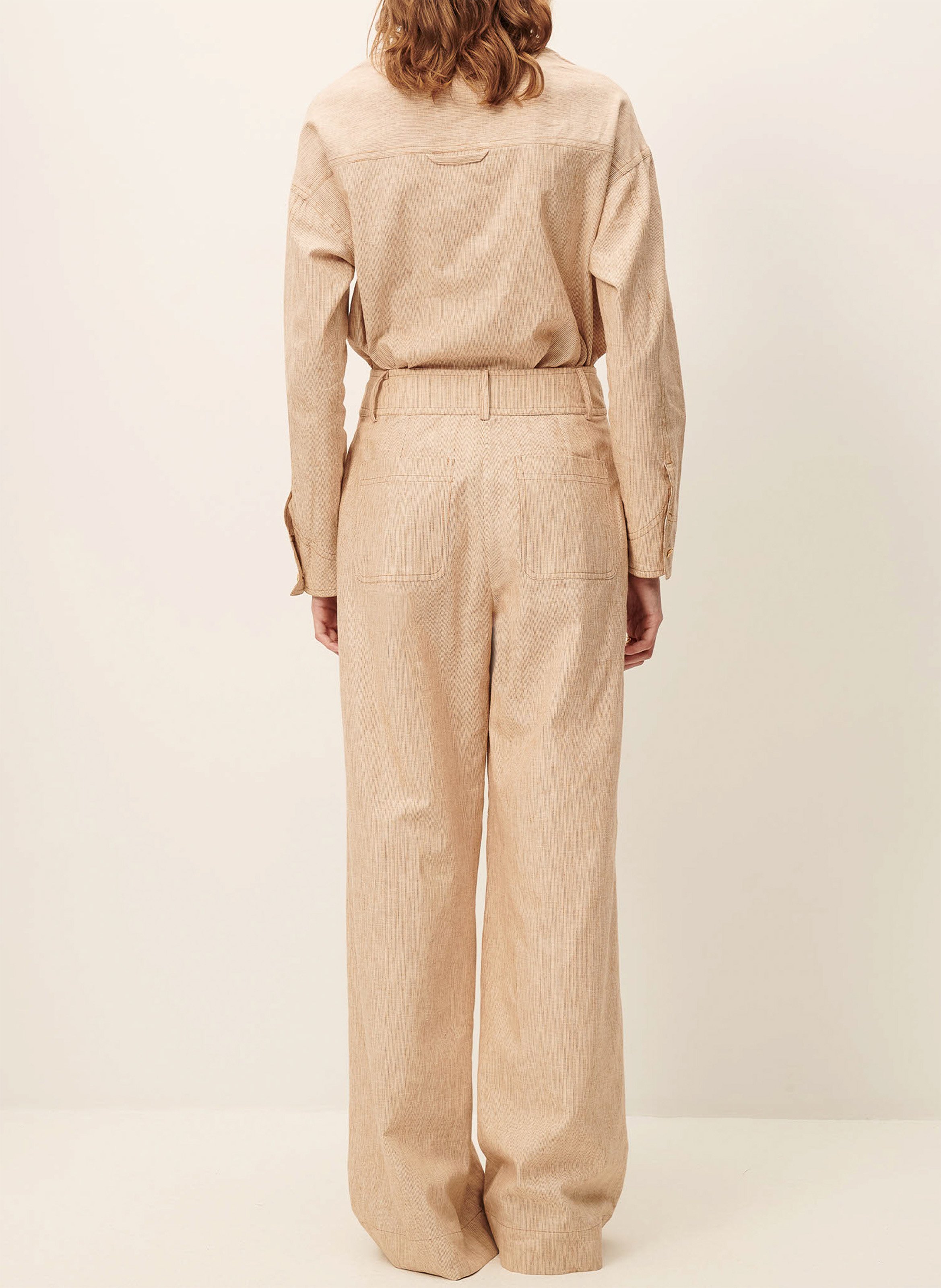 Jean évasé taille haute en coton mélangé manhatti SESSUN Beige