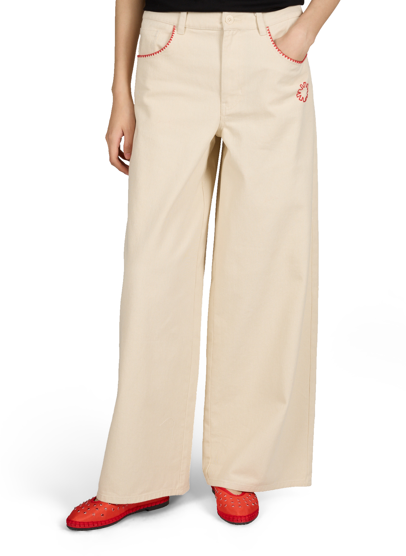 Pantalon large avec broderie en coton  THINKING MU