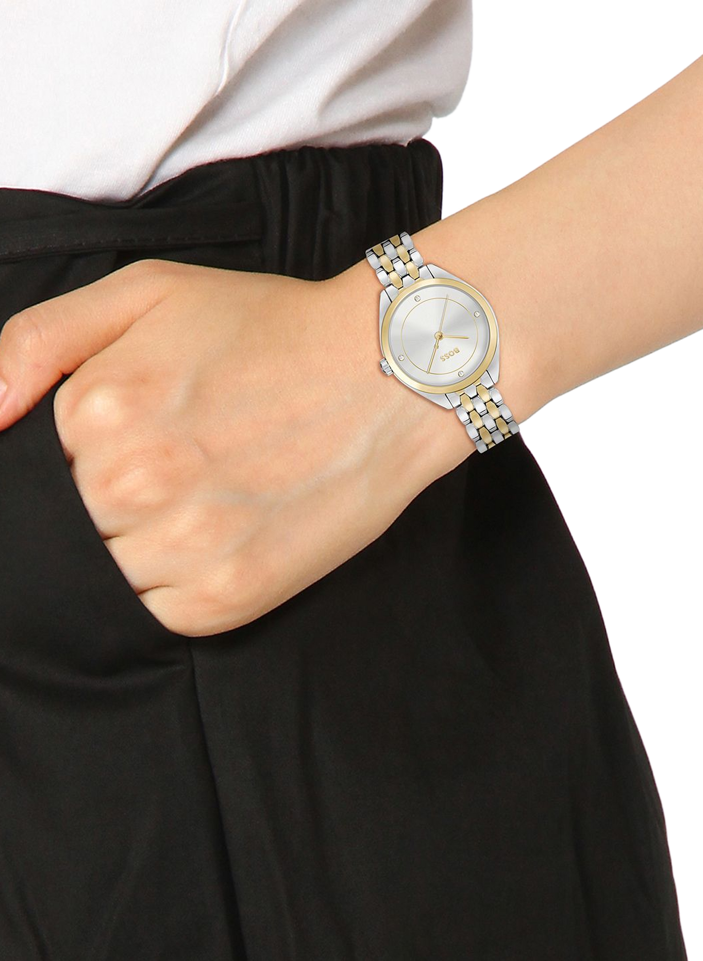 Montre quartz Mae en acier inoxydable  BOSS MONTRES Blanc