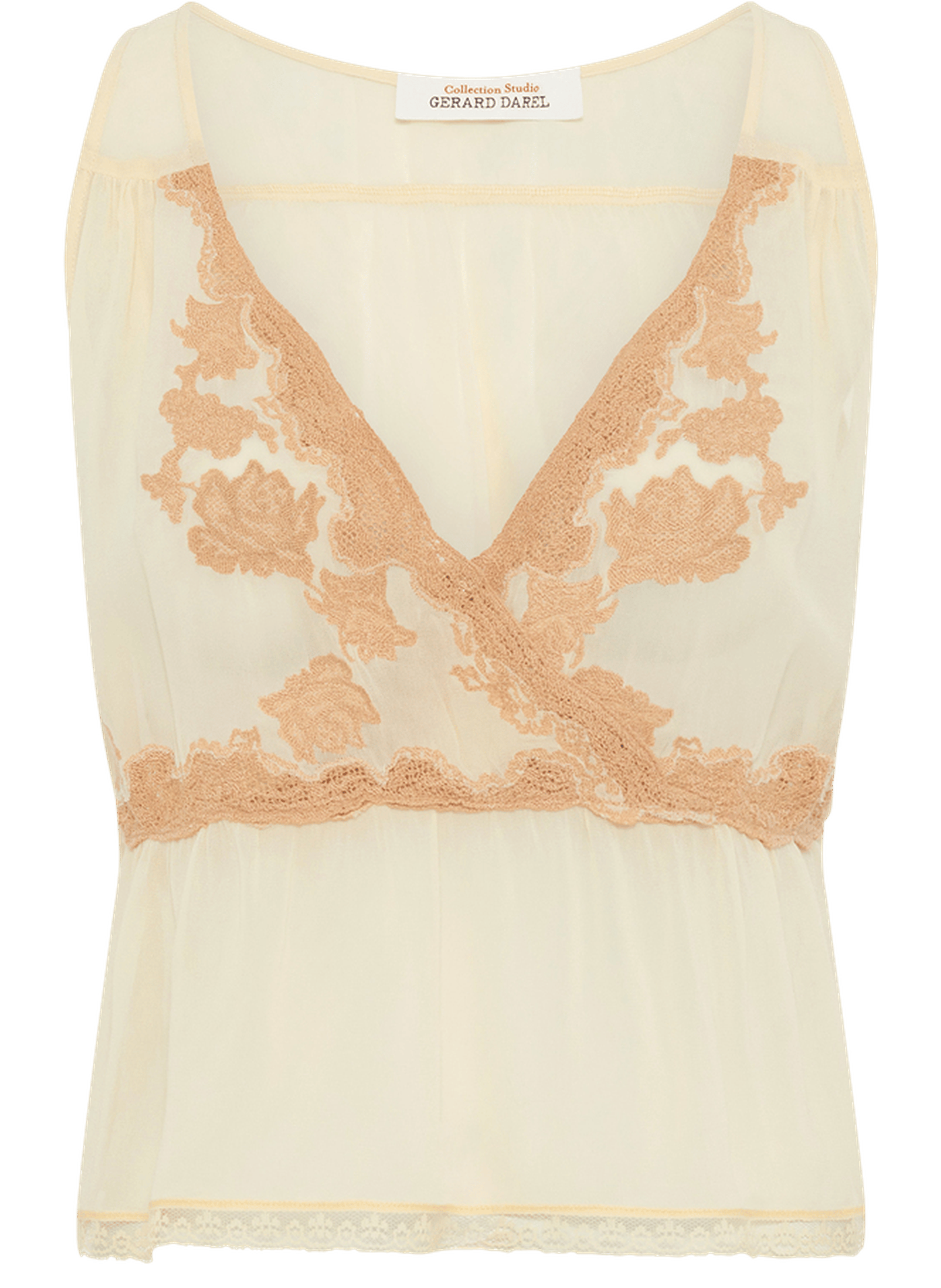 Top court à broderies - celisa GERARD DAREL Beige