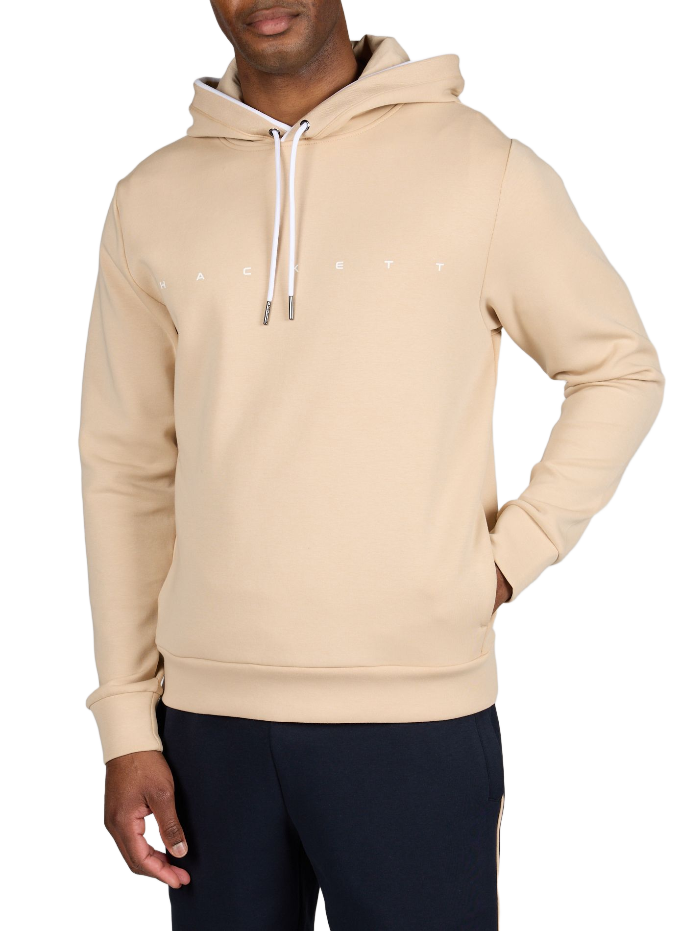 Sweat logo à capuche en coton mélangé HACKETT Beige