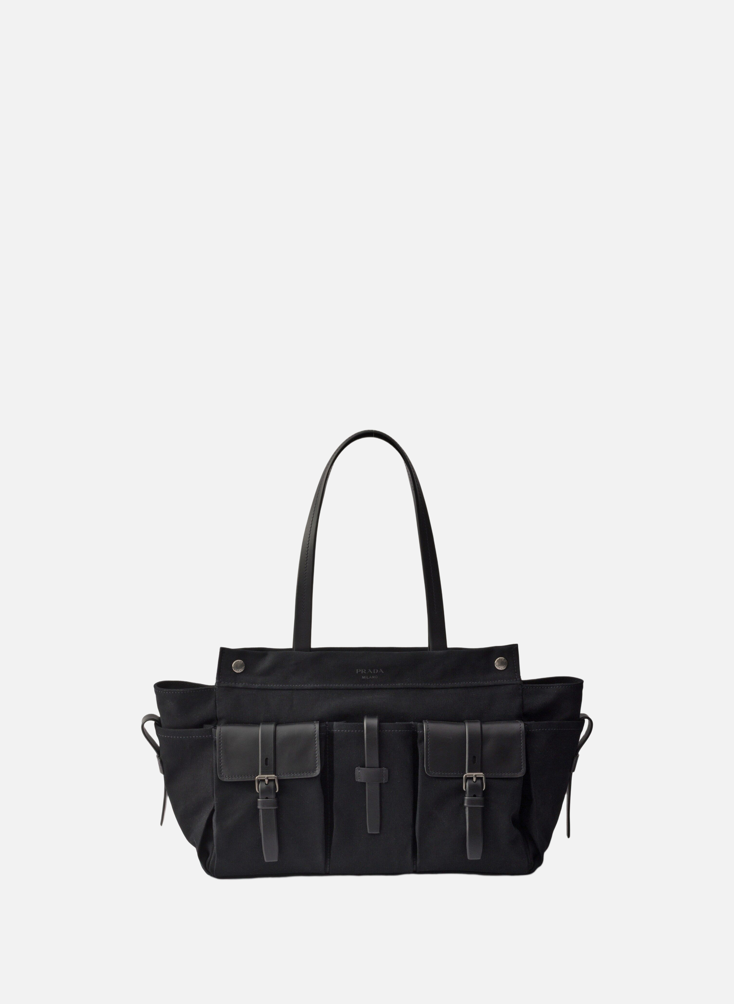 Cabas prada route en toile et cuir PRADA Noir